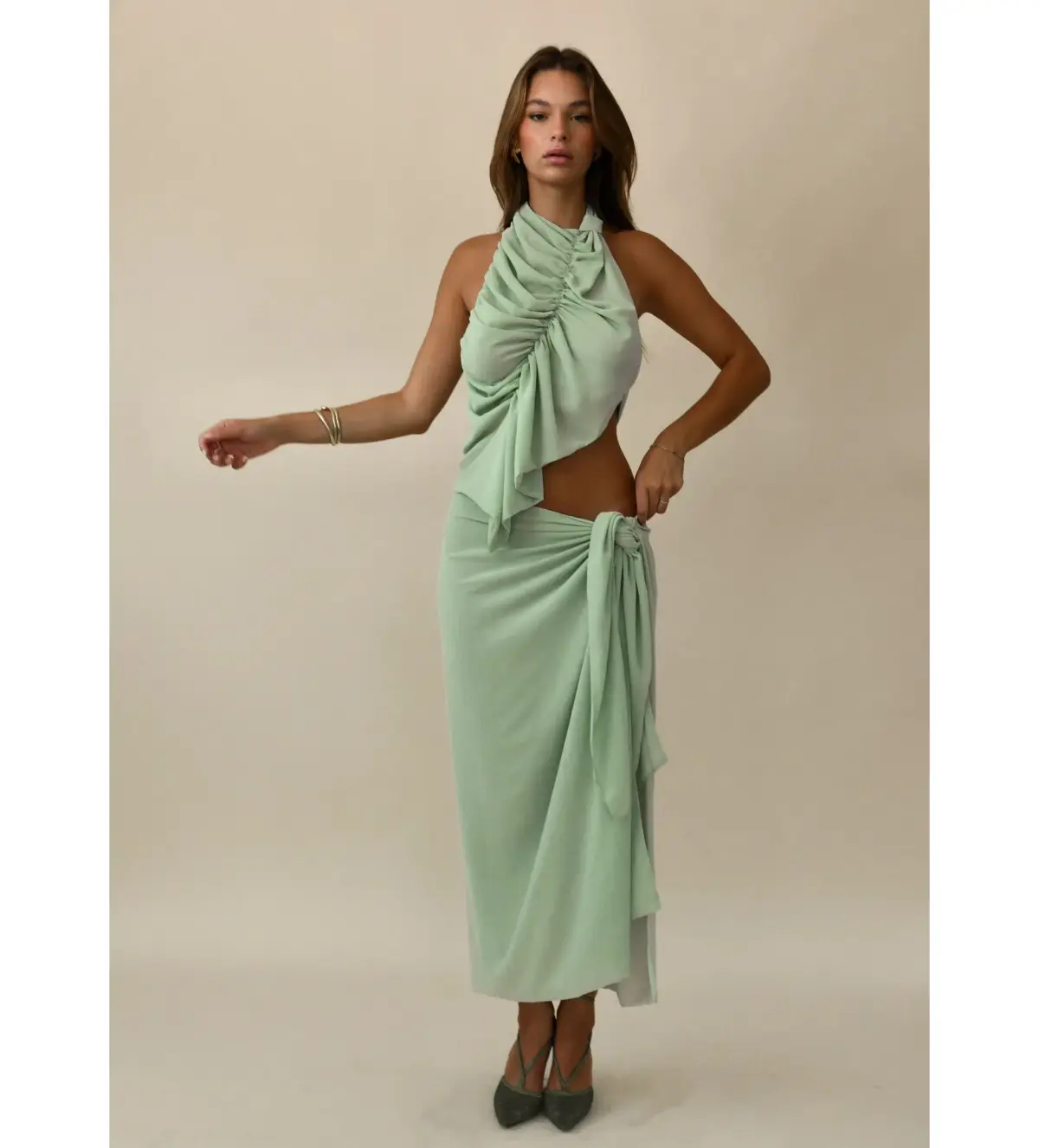 Koster Kulture Bobbies Top and Maxi Skirt Set Pistachio Size 8 - Image 2