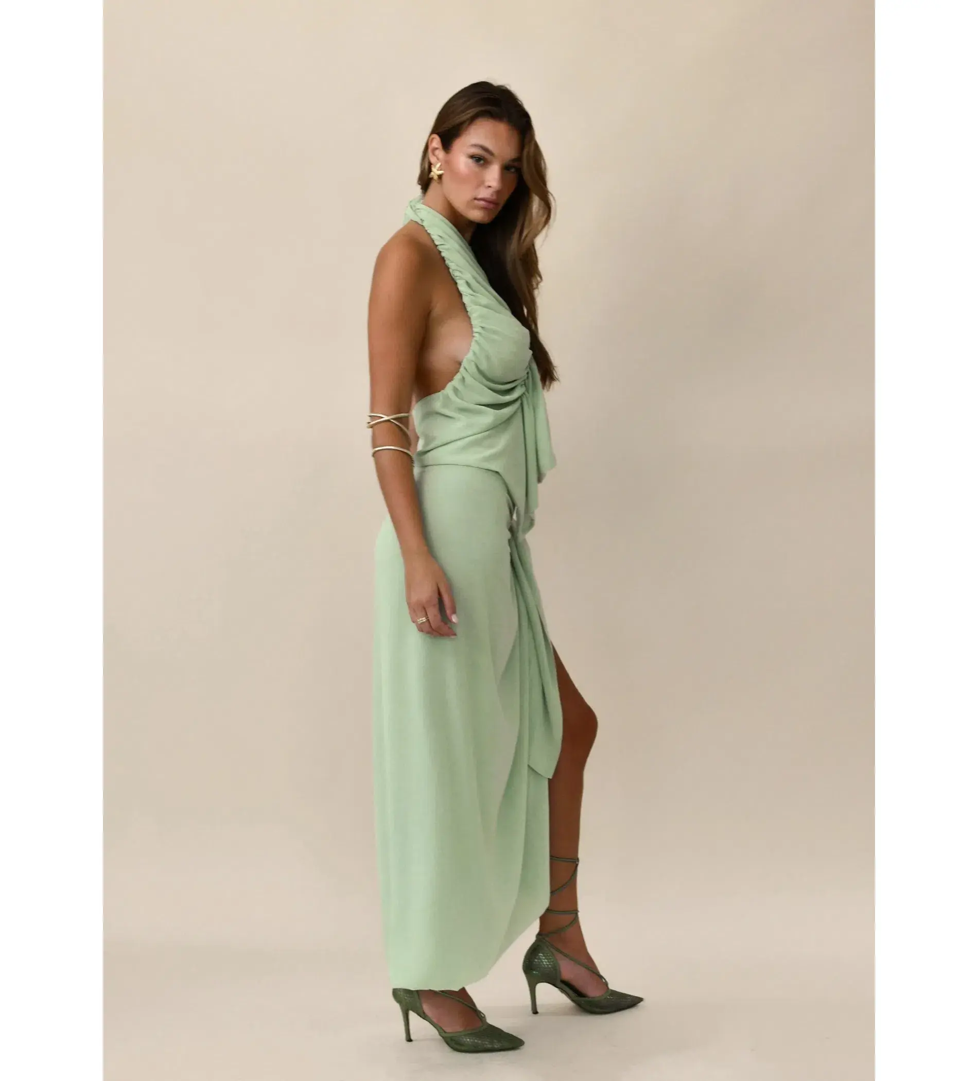 Koster Kulture Bobbies Top and Maxi Skirt Set Pistachio Size 8 - Image 4
