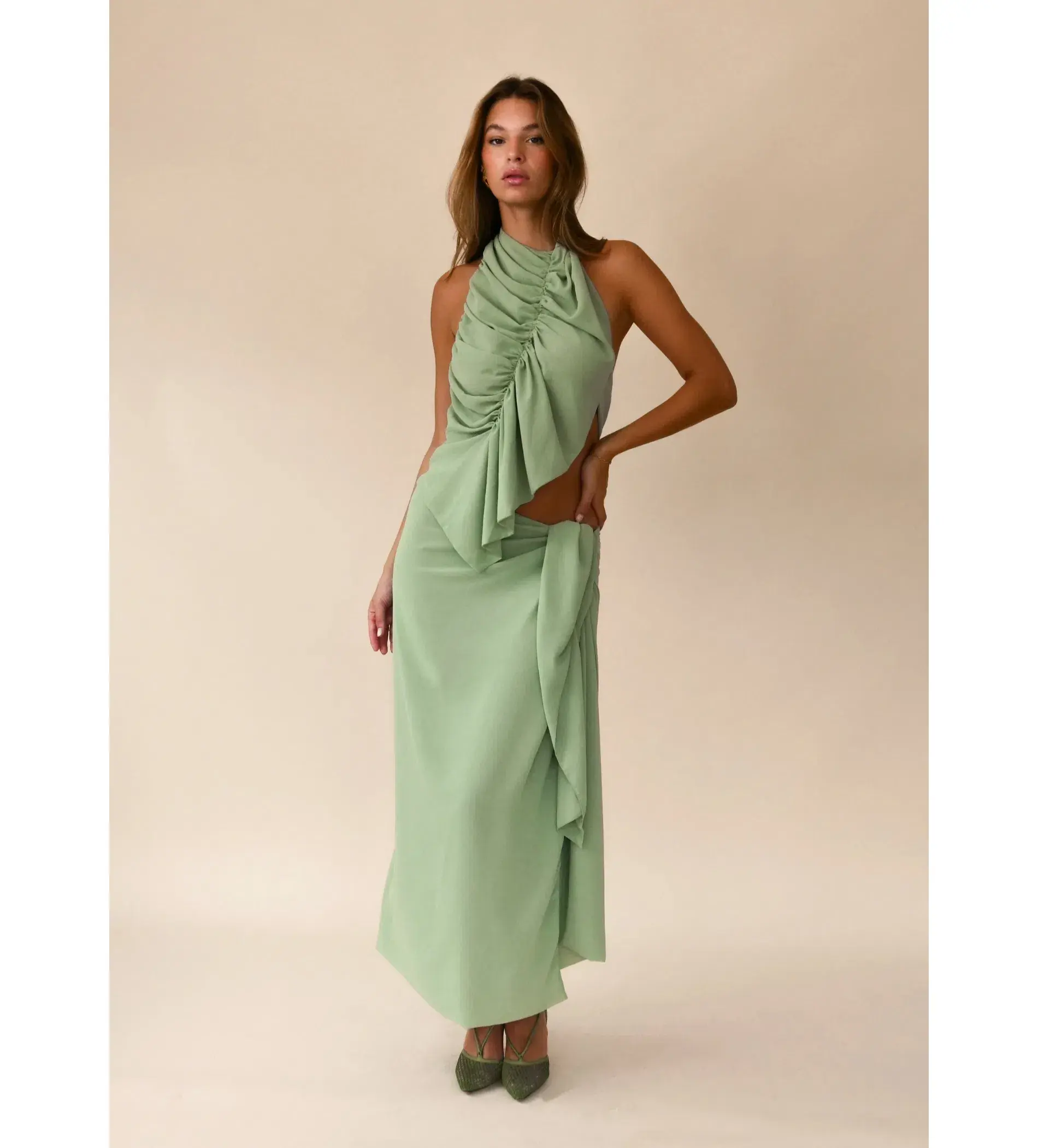 Koster Kulture Bobbies Top and Maxi Skirt Set Pistachio Size 8 - Image 1