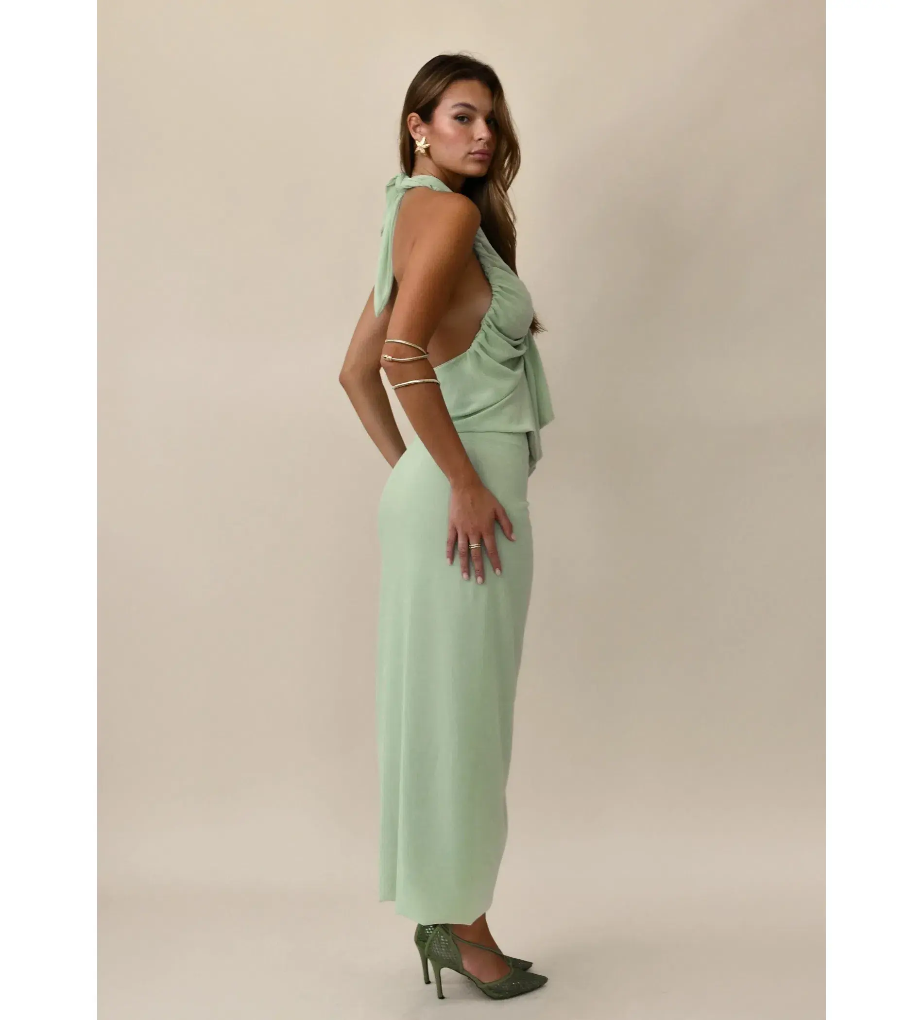 Koster Kulture Bobbies Top and Maxi Skirt Set Pistachio Size 8 - Image 3