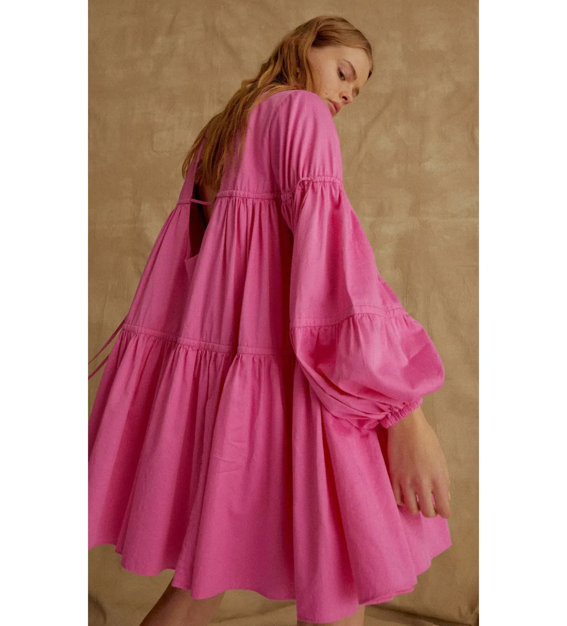 Aje Overture Gathered Smock Mini Dress Pink Size 4 - Image 2