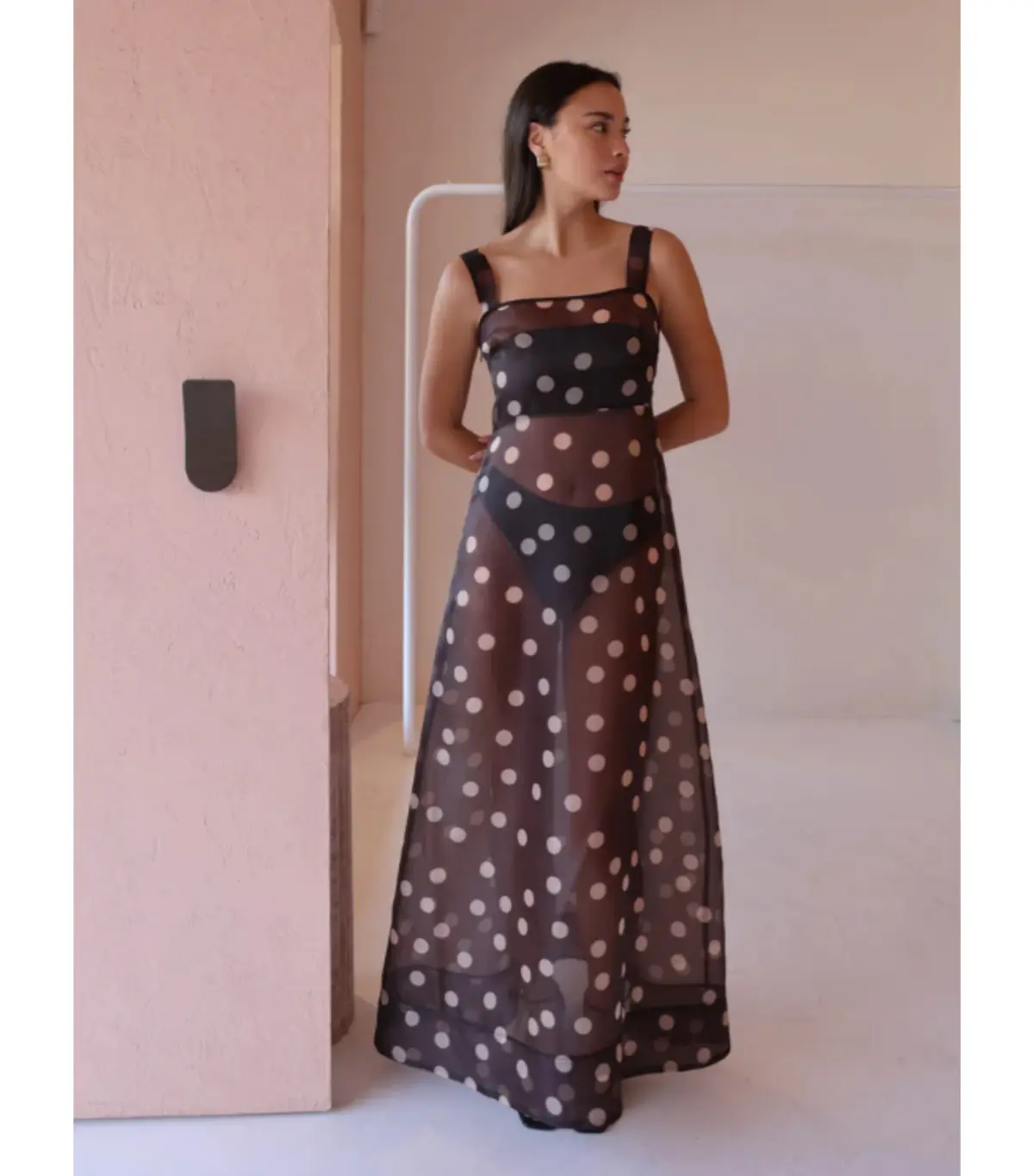 By Nicola Goldie Maxi Dress Chocolate Polka Size AU 8 - Image 1