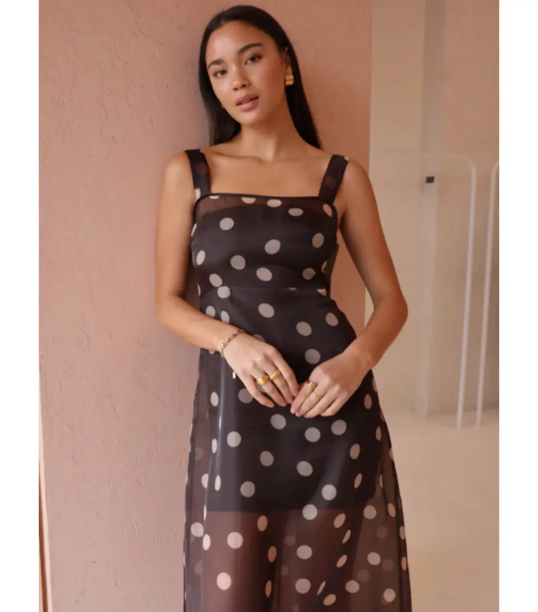 By Nicola Goldie Maxi Dress Chocolate Polka Size AU 8 for rent on The Volte - main image