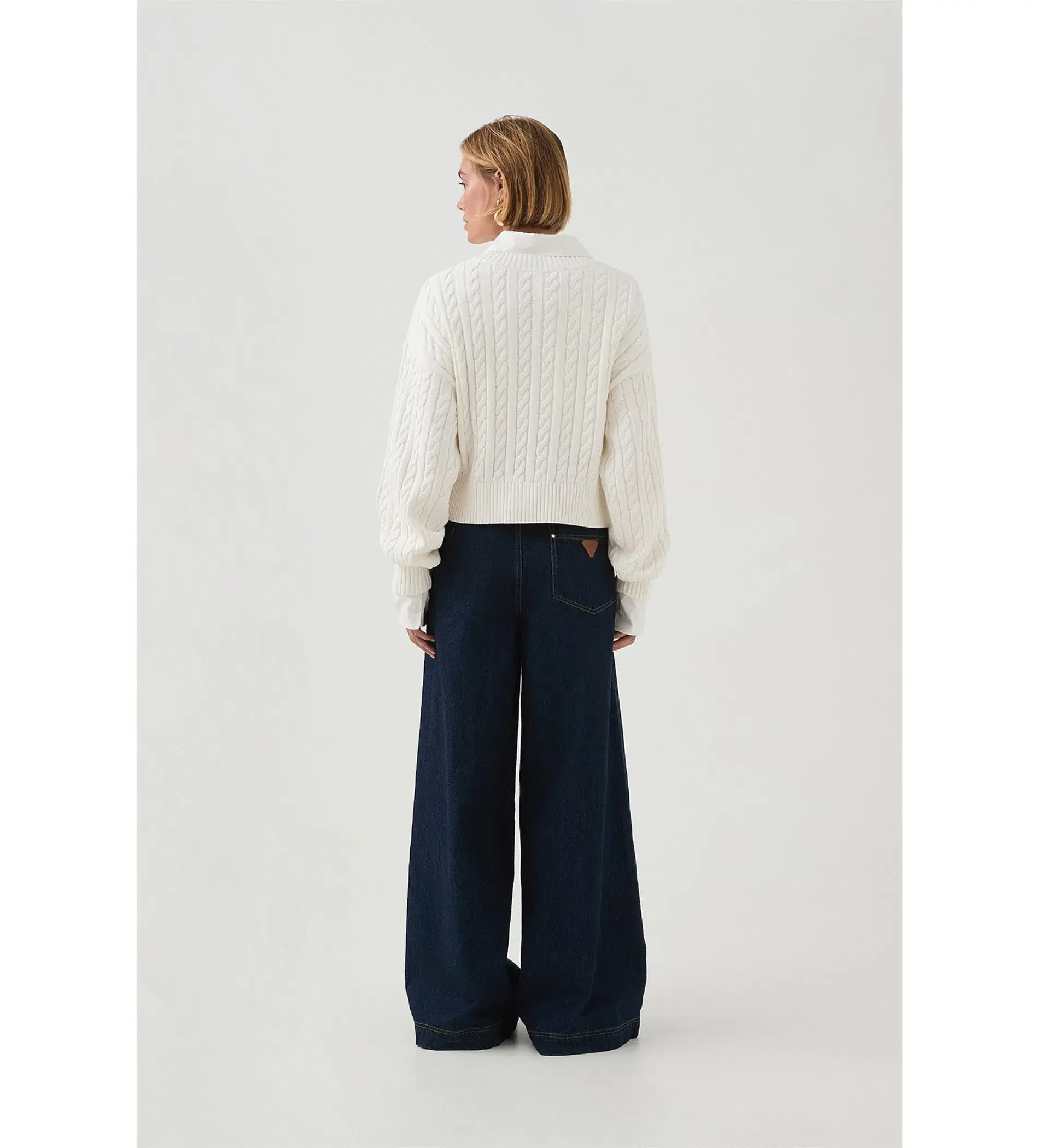 Aje Naia Cropped Cable Knit in Ivory Size  - Image 3