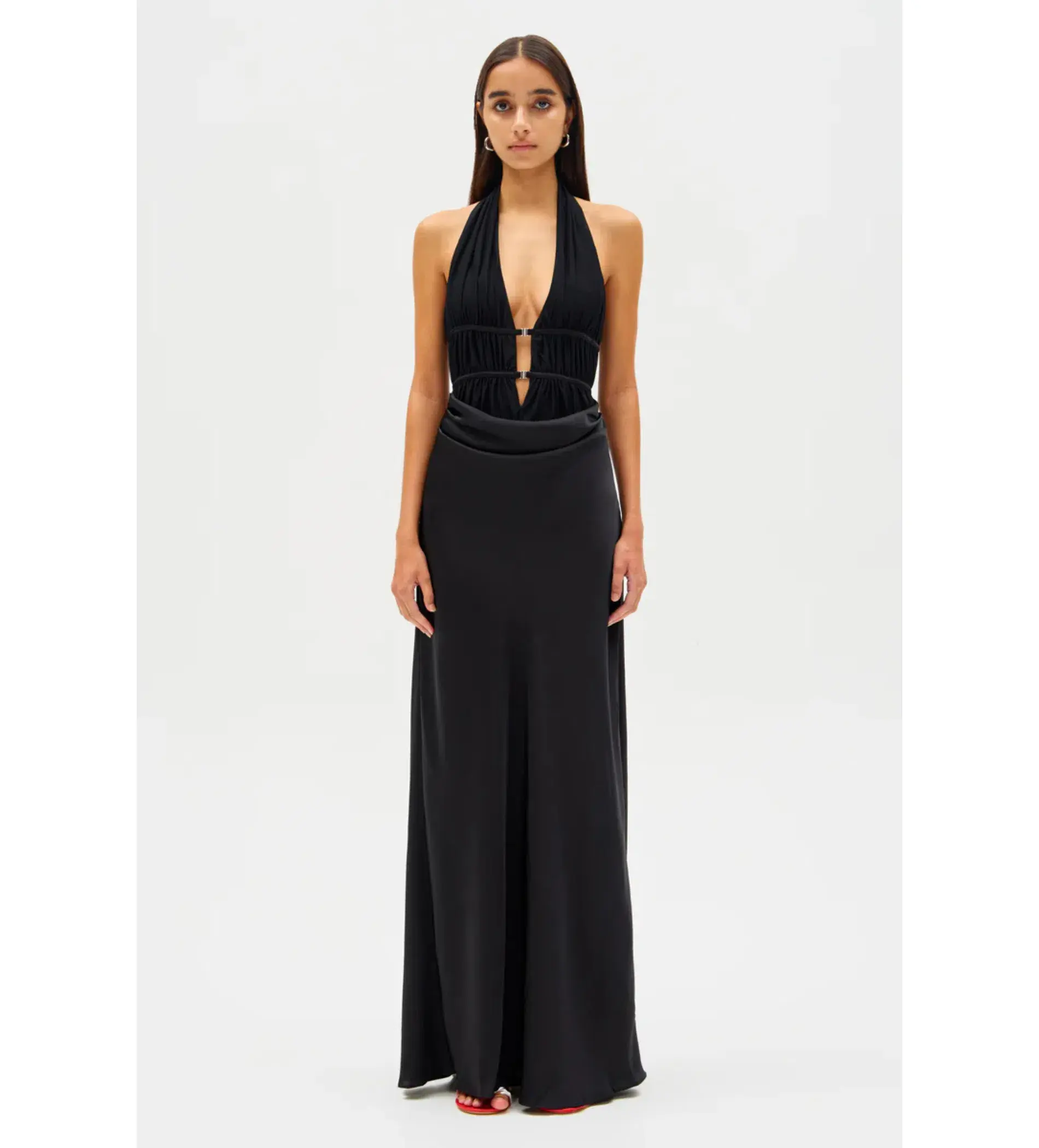 MISHA Celine Satin Maxi Dress Black Size 4/XXS - Image 1