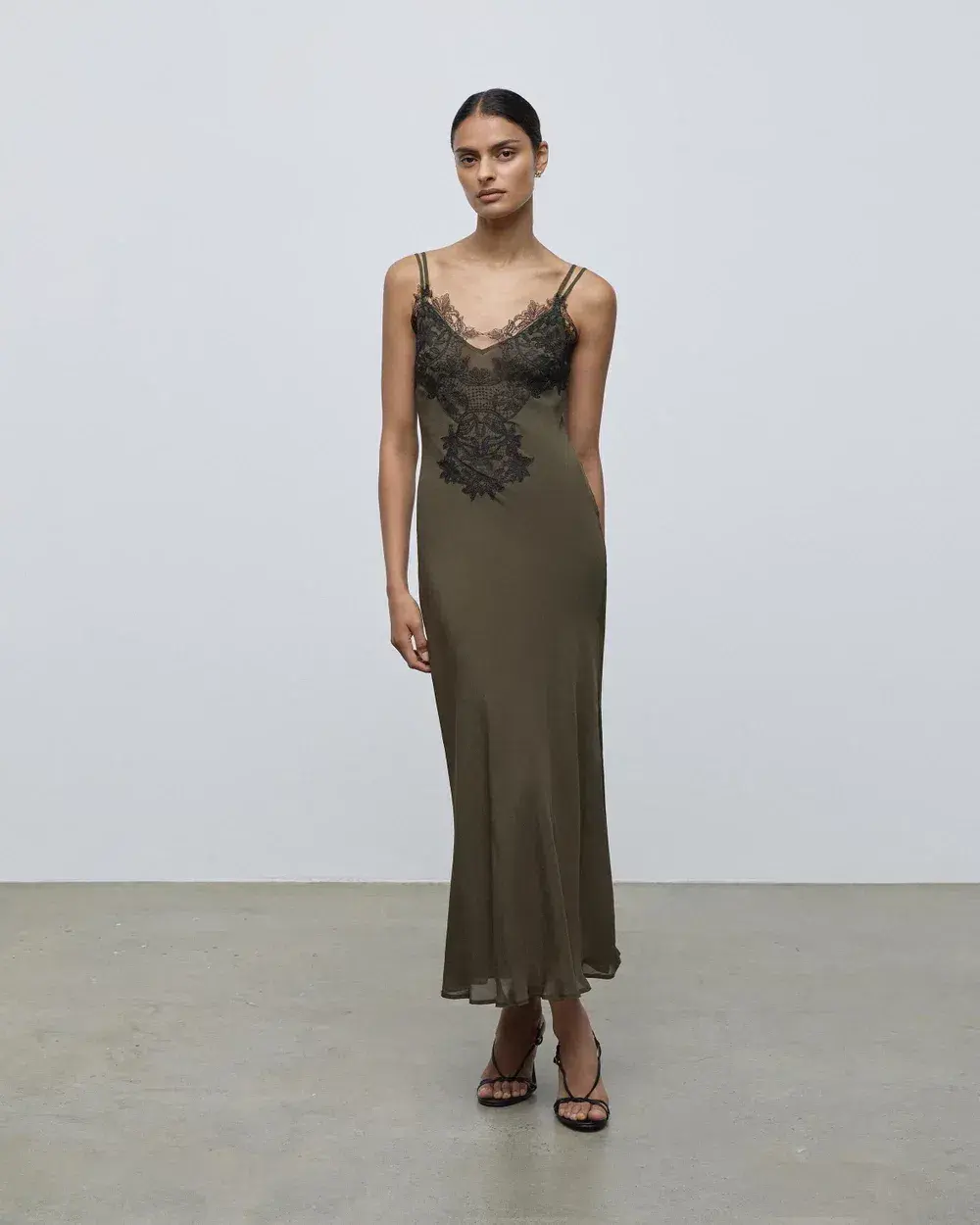 Lover Ainslee Lace Maxi Olive Green Dress Size AU 12 - Image 2