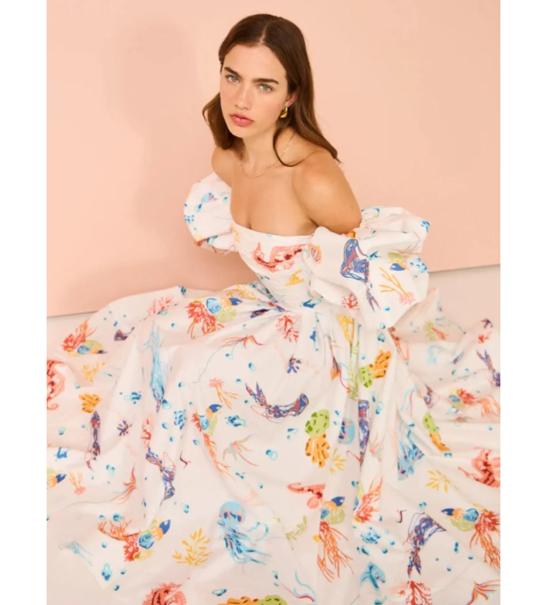 Leo Lin Matilda Puff Sleeve Midi Dress Twilight Print Size AU 12 - Image 3