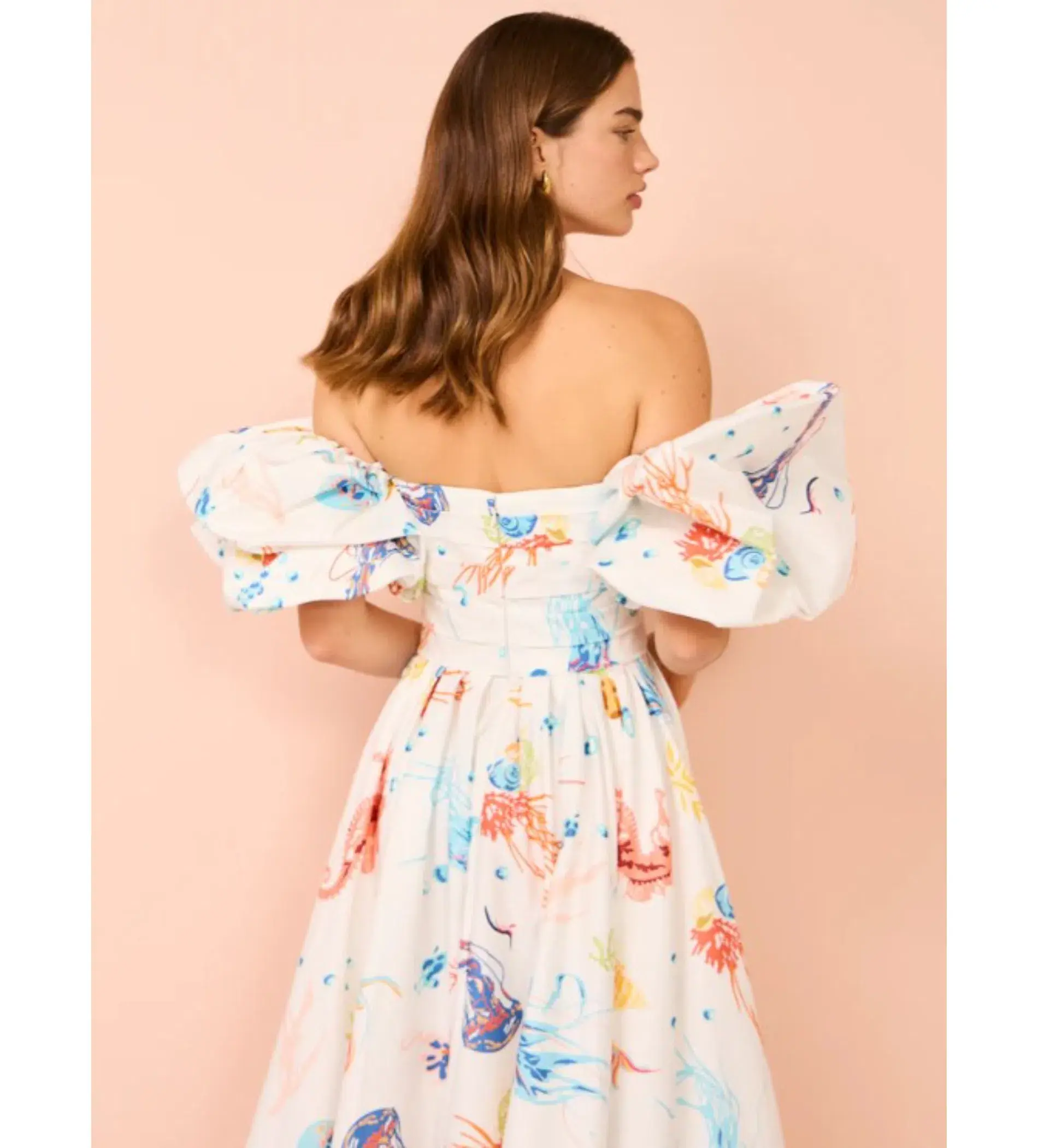 Leo Lin Matilda Puff Sleeve Midi Dress Twilight Print Size AU 12 - Image 8