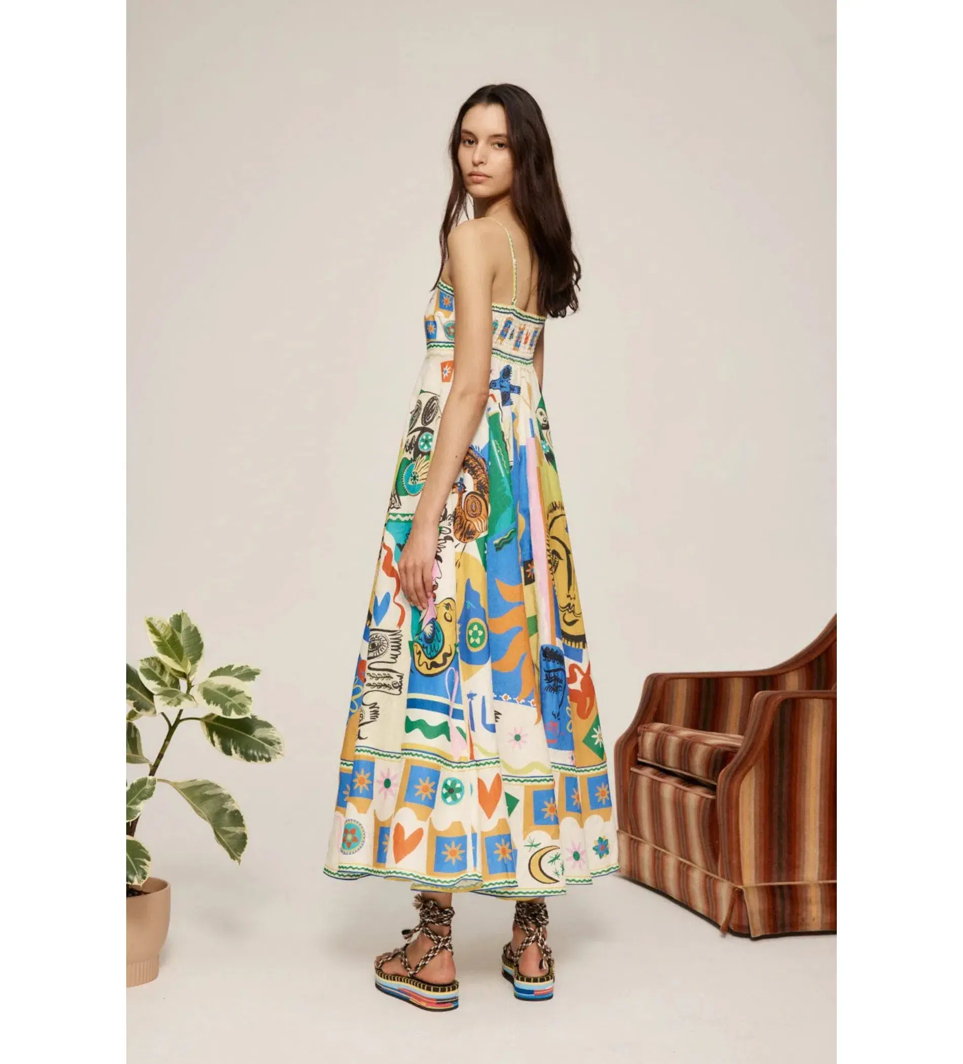 Alemais Soleil Midi Sundress Multi Print Size AU 8 - Image 3