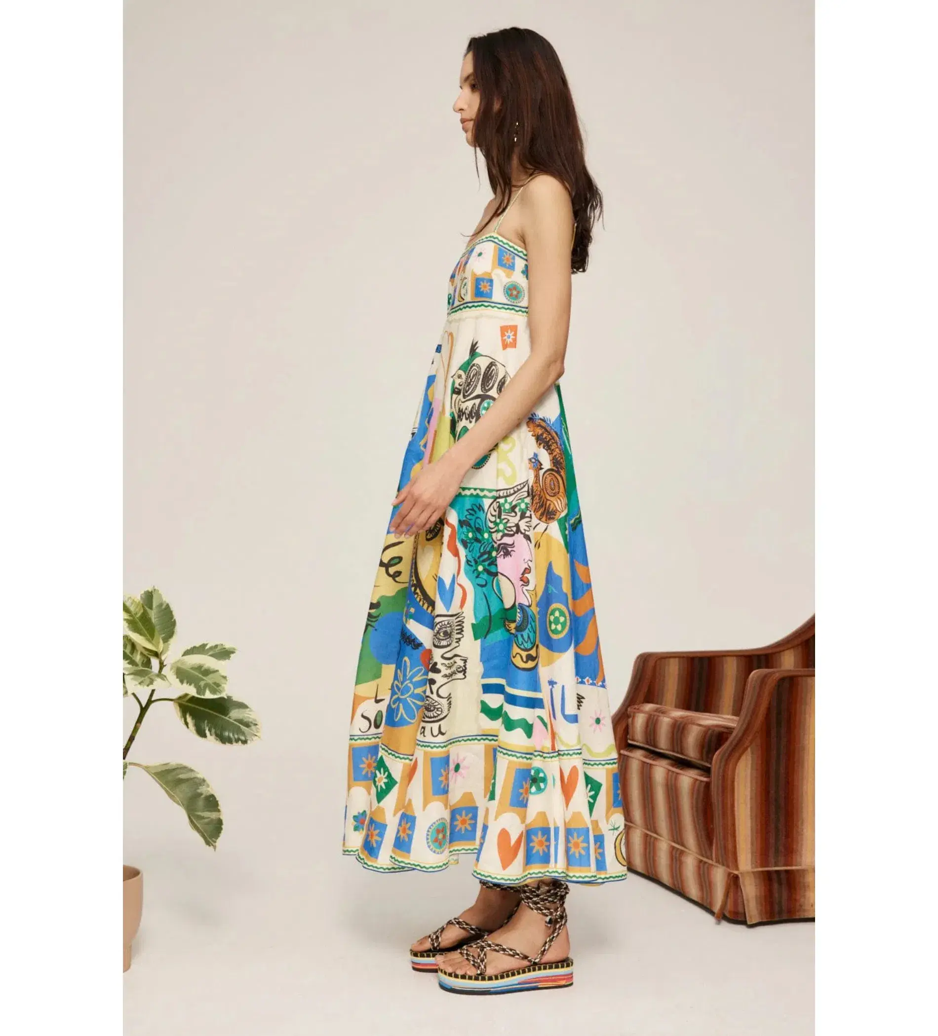 Alemais Soleil Midi Sundress Multi Print Size AU 8 - Image 2