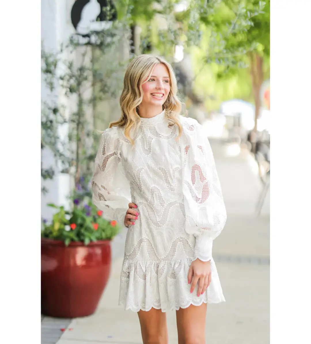 Elliatt Eliza Long Sleeve Mini Dress White Size AU 8 for rent on The Volte - main image