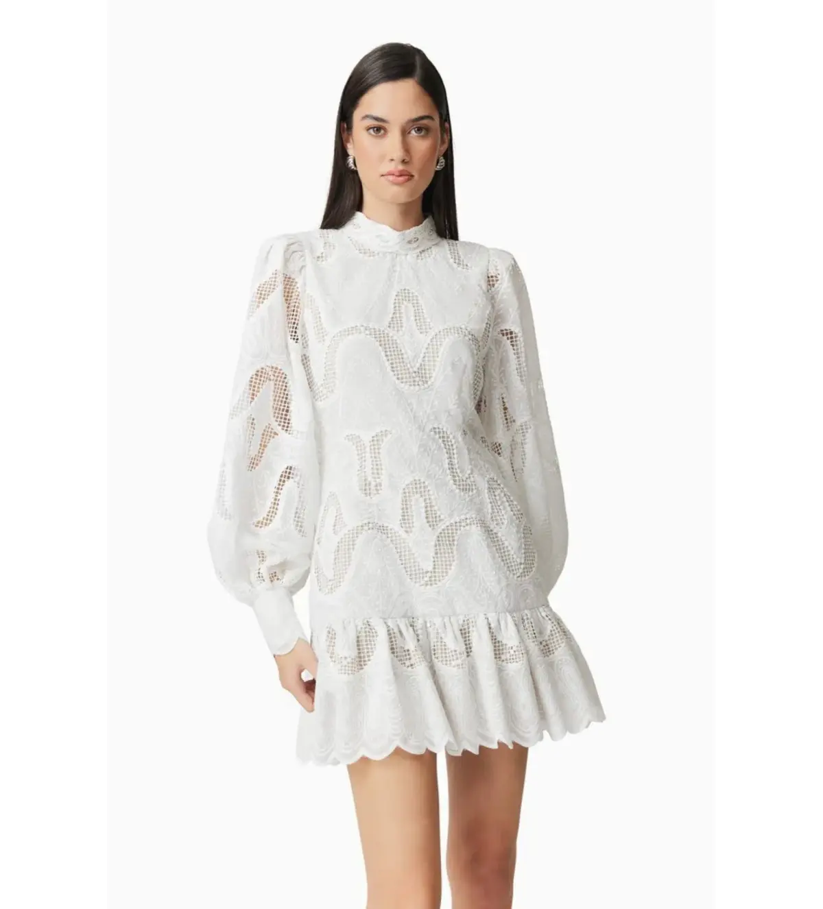 Elliatt Eliza Long Sleeve Mini Dress White Size AU 8 - Image 2