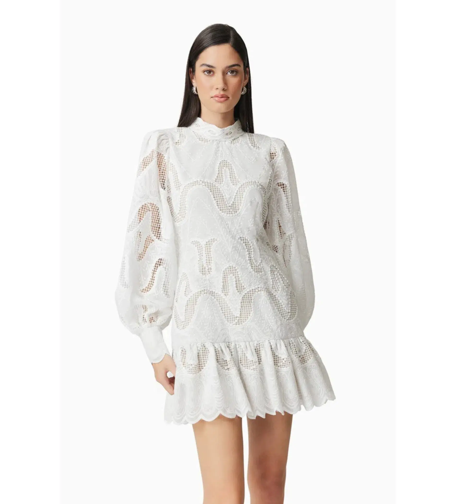 Elliatt Eliza Long Sleeve Mini Dress White Size AU 8 - Image 2