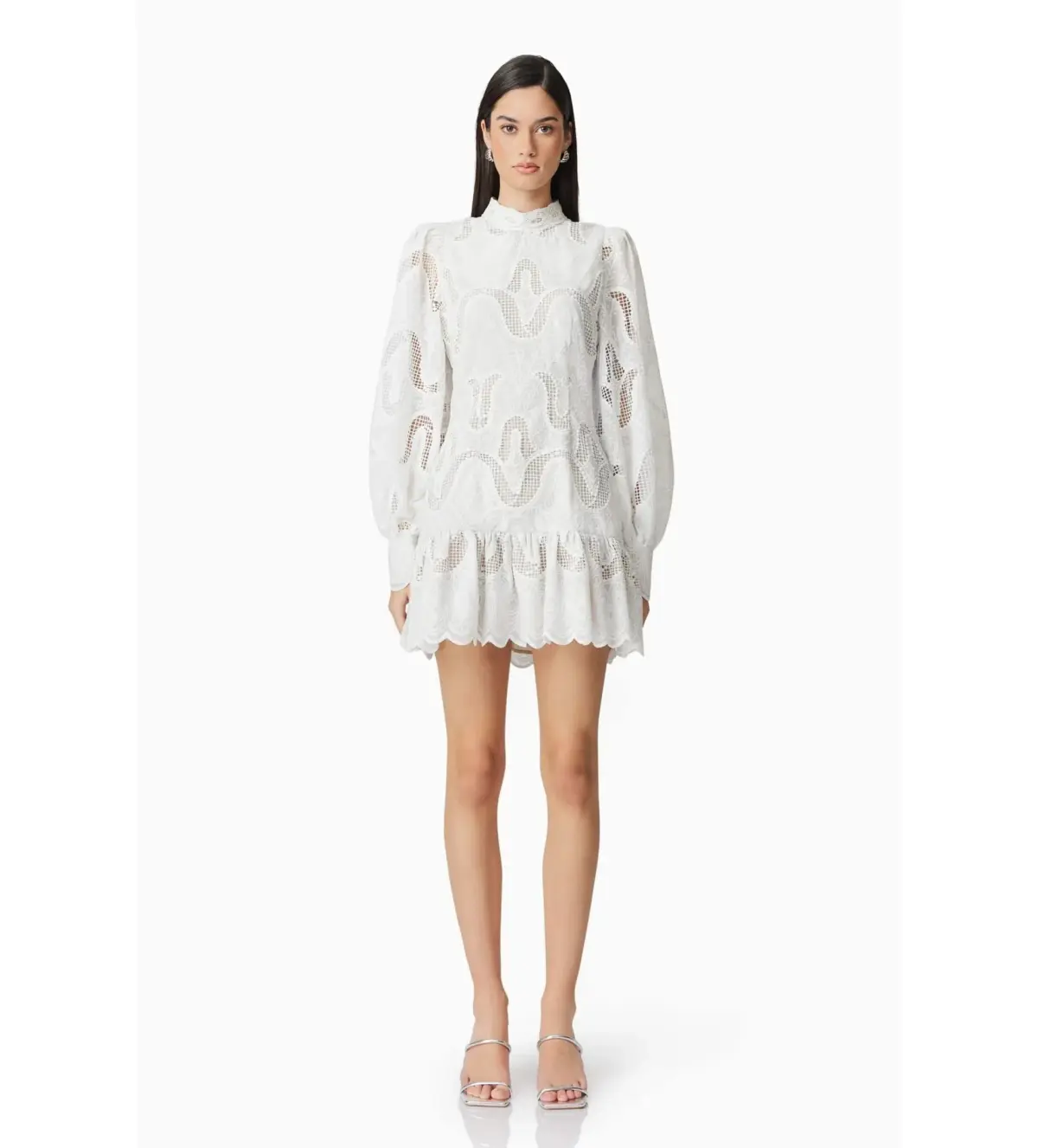 Elliatt Eliza Long Sleeve Mini Dress White Size AU 8 - Image 1