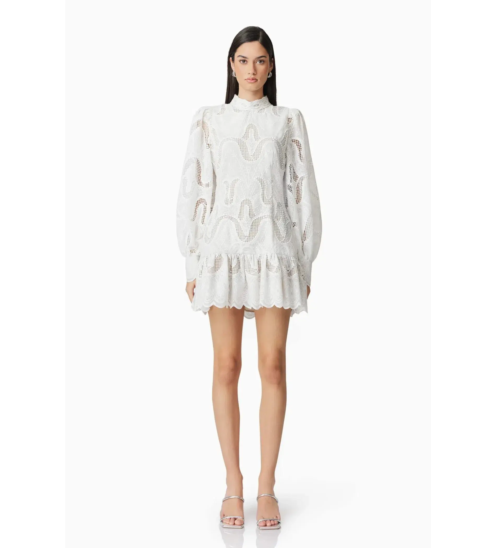 Elliatt Eliza Long Sleeve Mini Dress White Size AU 8 - Image 1