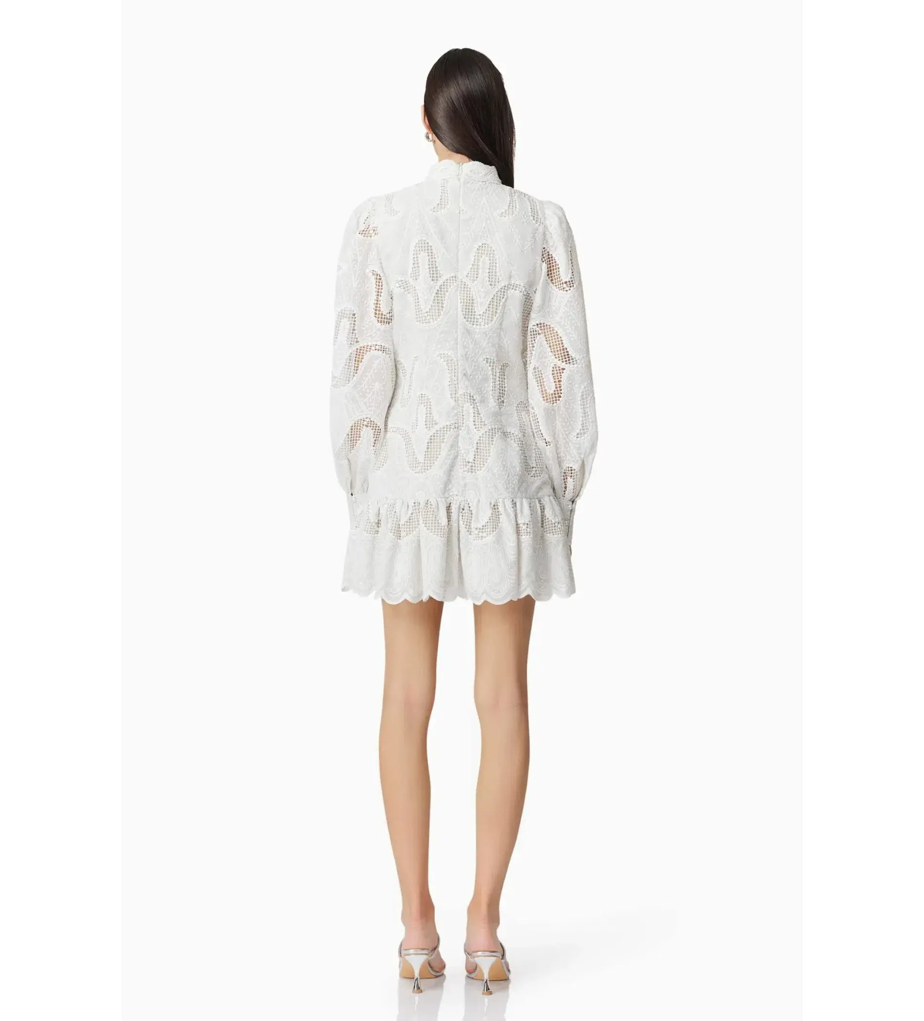 Elliatt Eliza Long Sleeve Mini Dress White Size AU 8 - Image 4