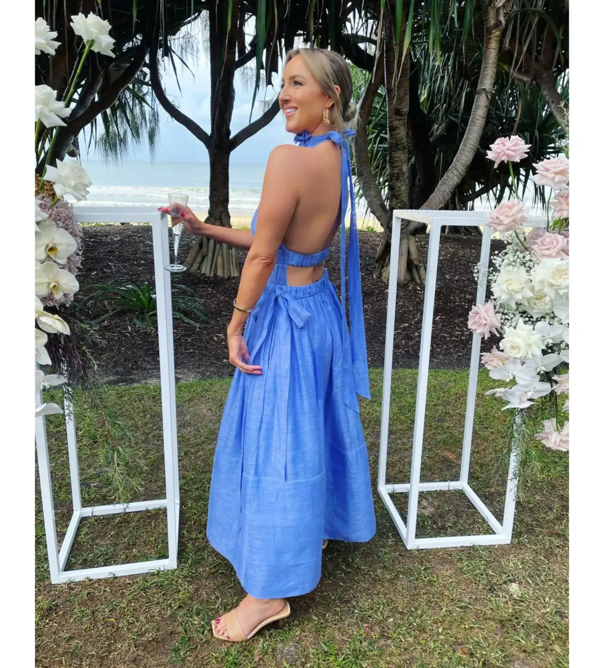 Zimmermann Luminous Halter Gown Cornflower Size 2 AU 12 - Image 4