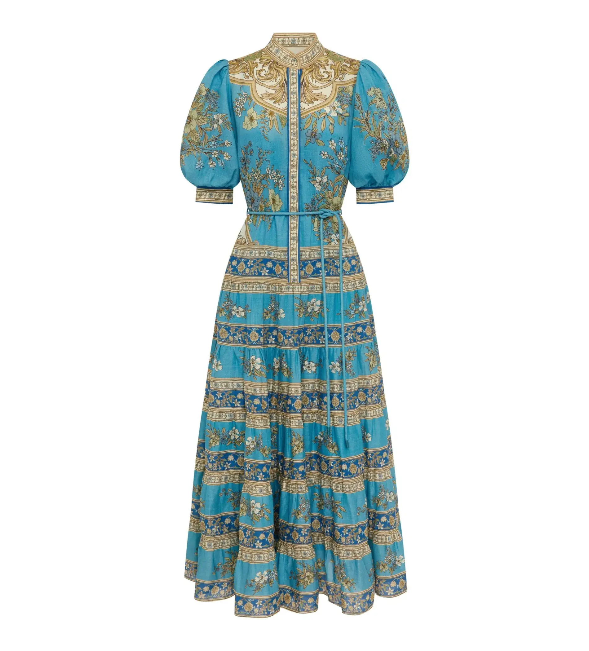 Alemais Cassie Tiered Midi Dress Blue Floral Size AU 8 - Image 5