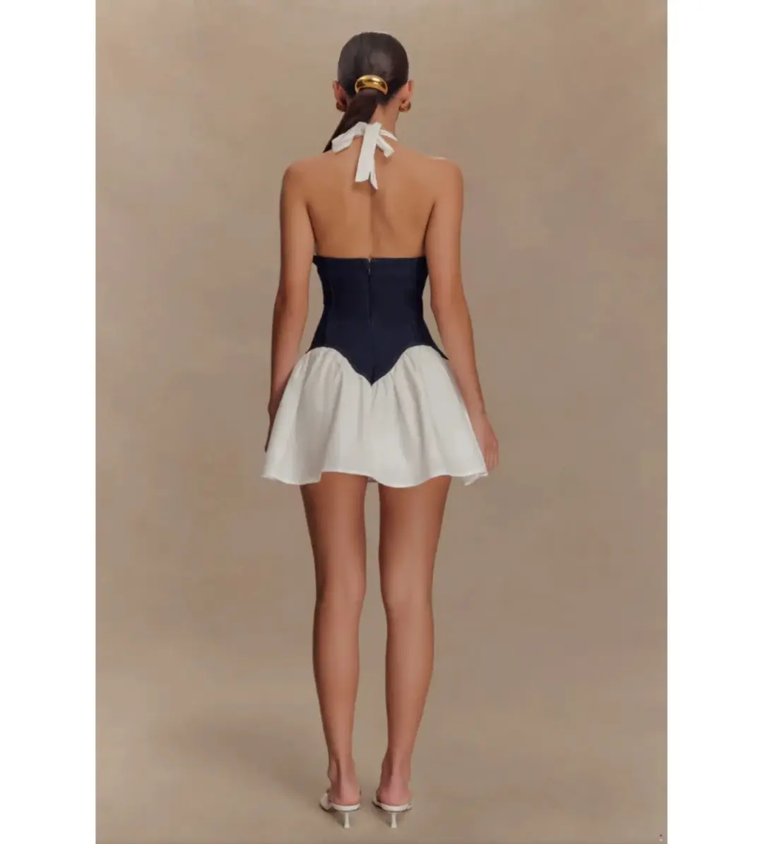 MESHKI Merlyn Denim Cotton Mini Dress Indigo Blue Size S AU 8 for rent on The Volte - main image