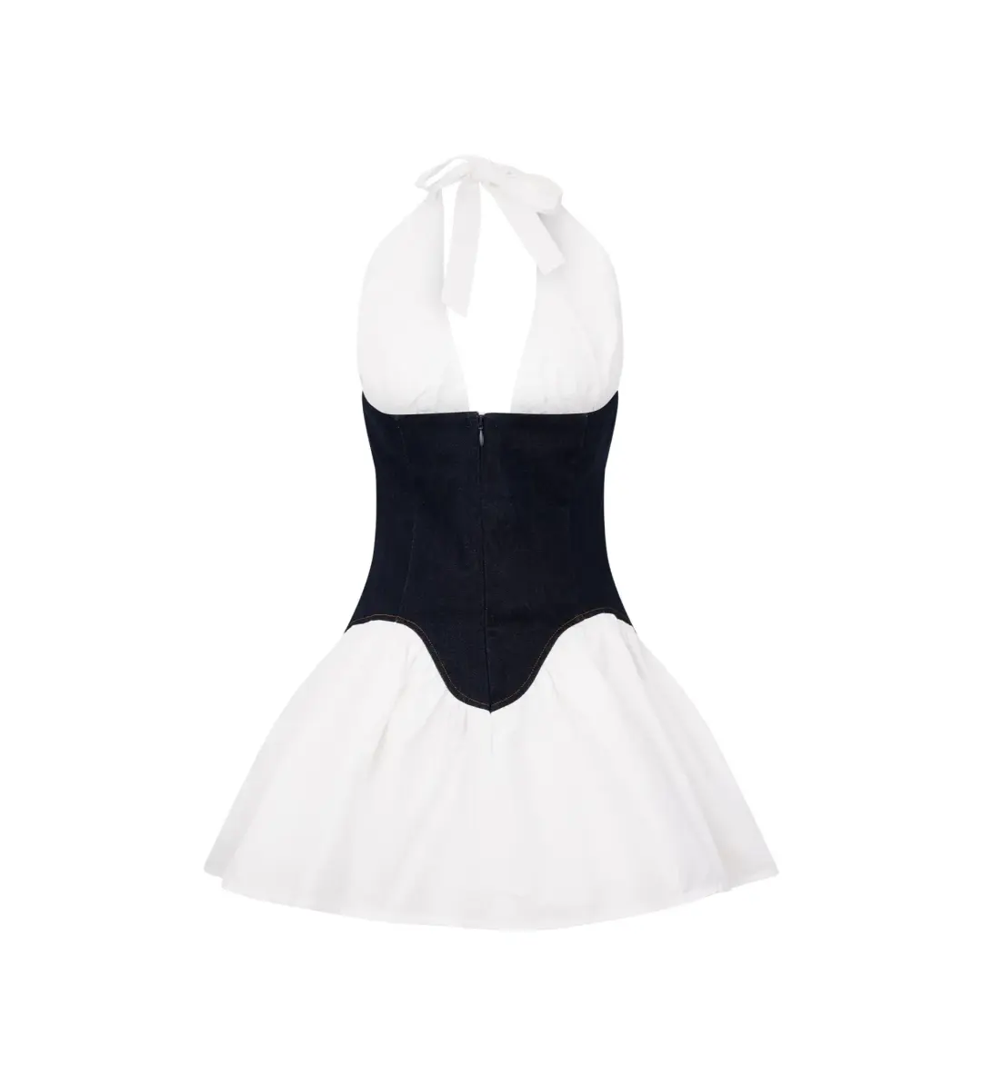 MESHKI Merlyn Denim Cotton Mini Dress Indigo Blue Size S AU 8 for rent on The Volte - main image