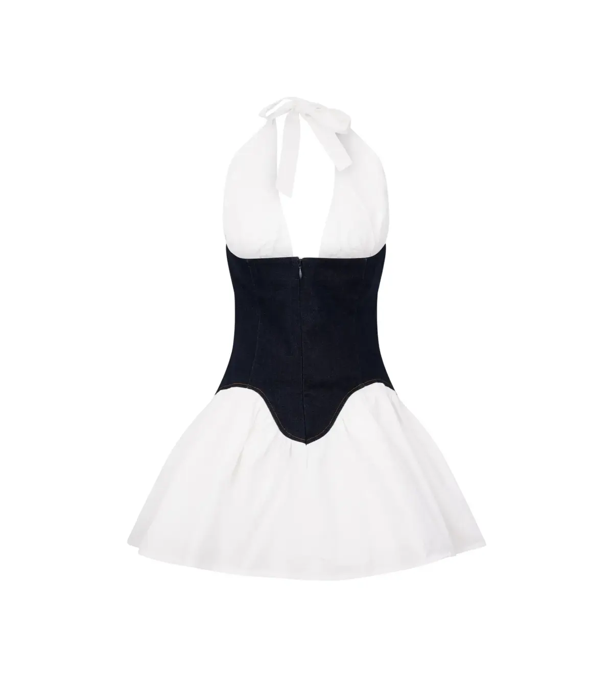 MESHKI Merlyn Denim Cotton Mini Dress Indigo Blue Size S AU 8 - Image 7