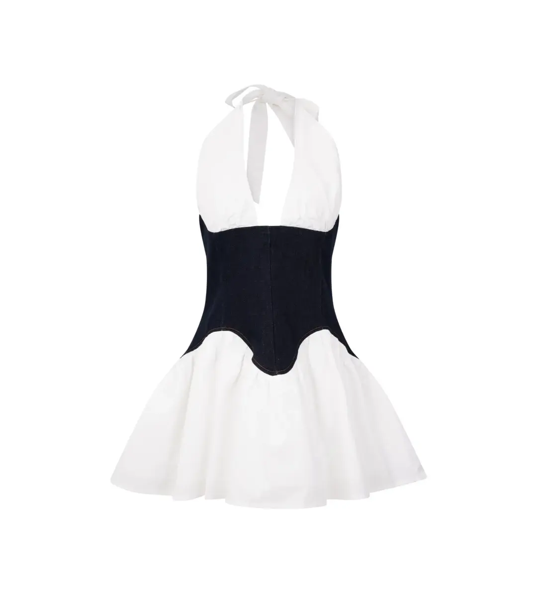 MESHKI Merlyn Denim Cotton Mini Dress Indigo Blue Size S AU 8 for rent on The Volte - main image