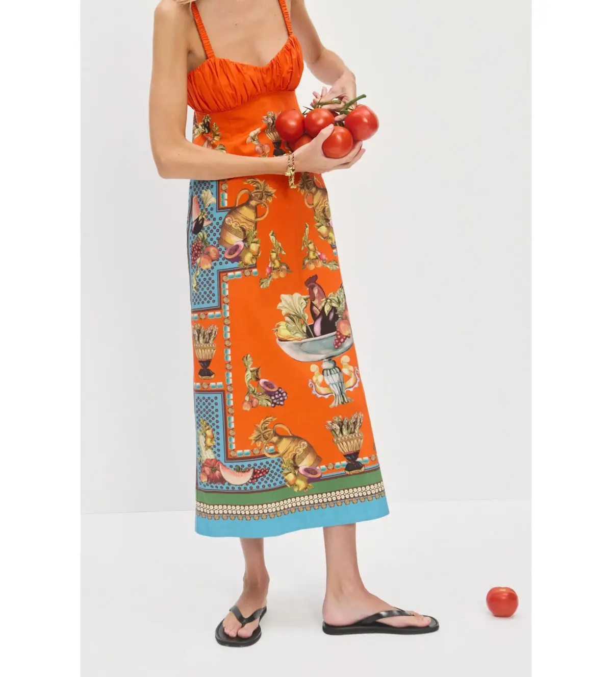 Alemais Rocco Midi Dress Orange Print Size AU 12 - Image 2