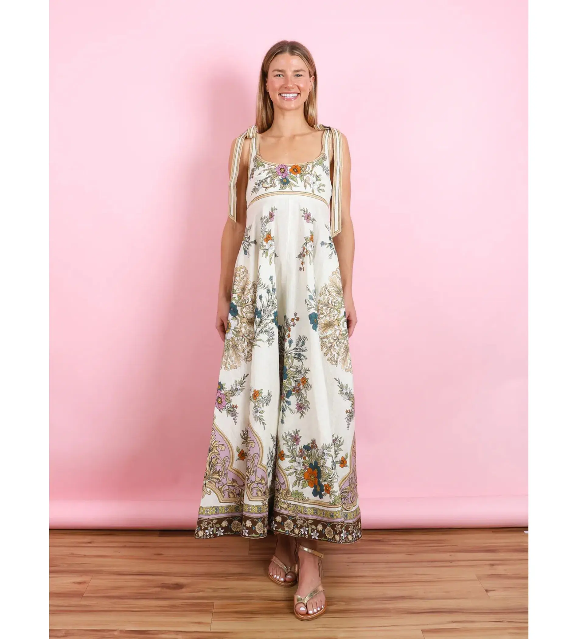 Alemais Antoinette Ballet Midi Sundress Cream Floral Size AU 8 - Image 2