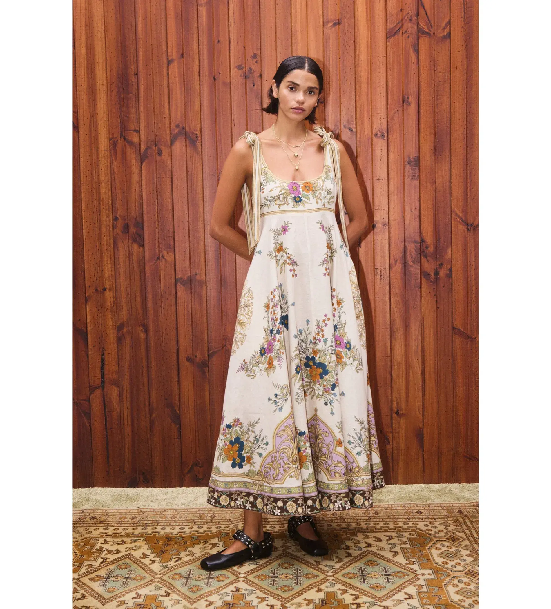 Alemais Antoinette Ballet Midi Sundress Cream Floral Size AU 8 - Image 1