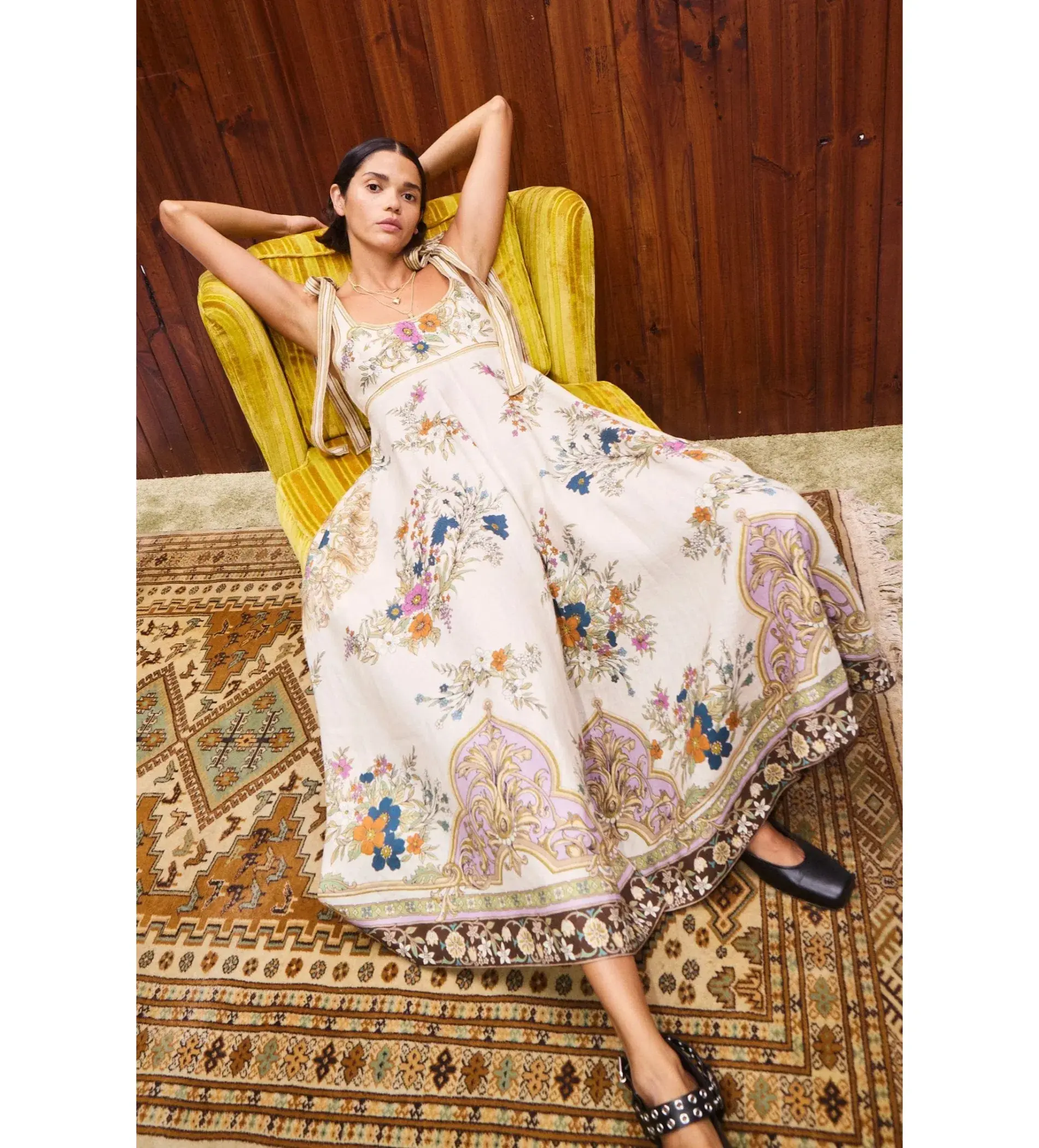 Alemais Antoinette Ballet Midi Sundress Cream Floral Size AU 8 - Image 3