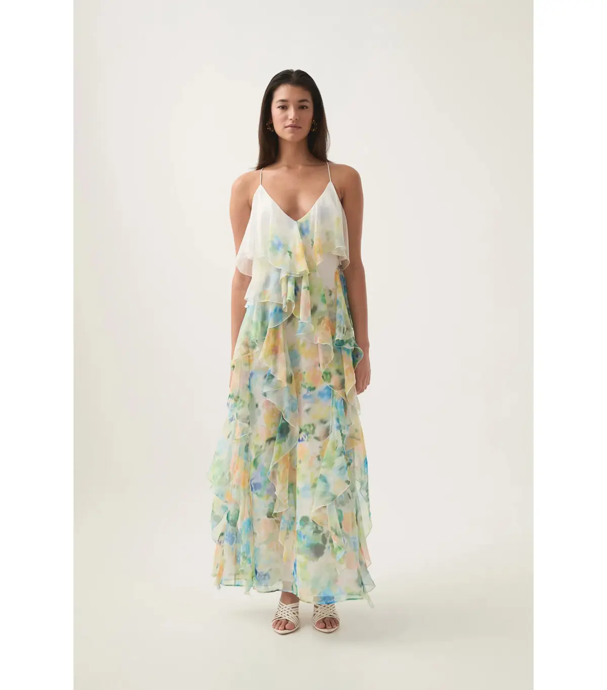 Aje Dreamscape Frill Maxi Dress in Floral Haze Size AU 8 - Image 1