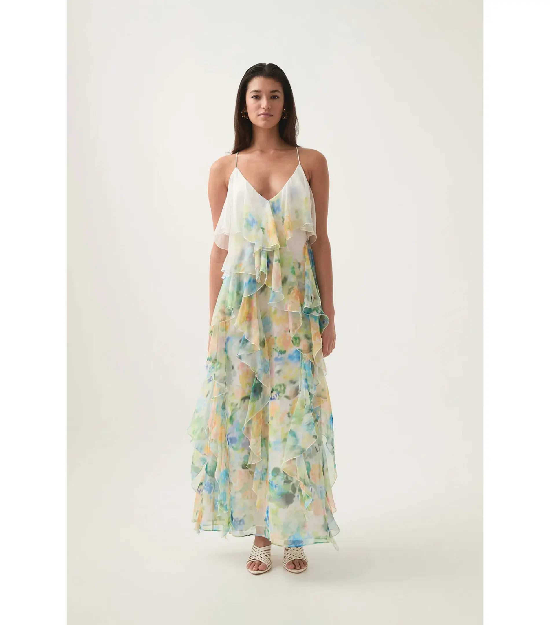 Aje Dreamscape Frill Maxi Dress in Floral Haze Size AU 8 - Image 1