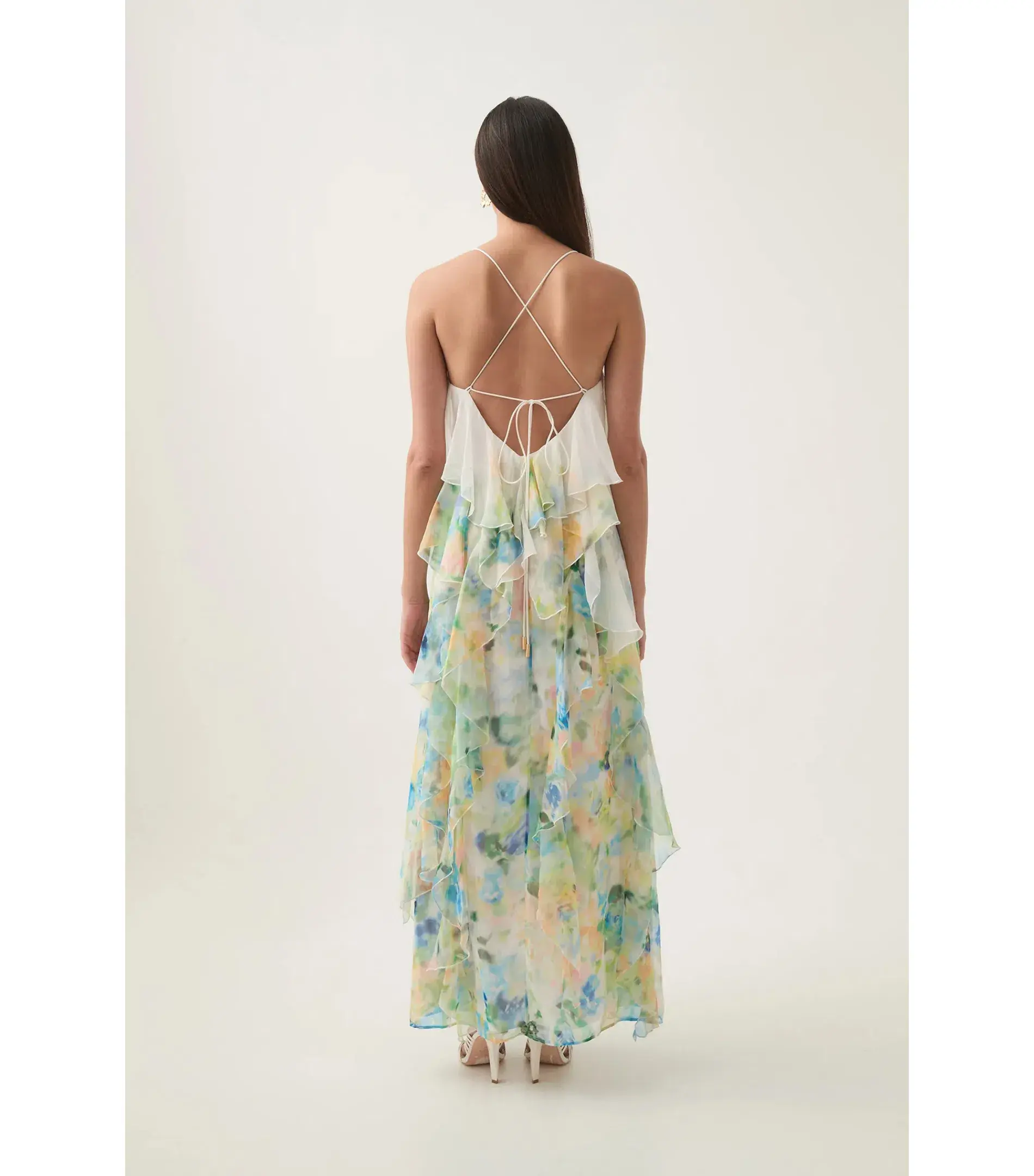 Aje Dreamscape Frill Maxi Dress in Floral Haze Size AU 8 - Image 2