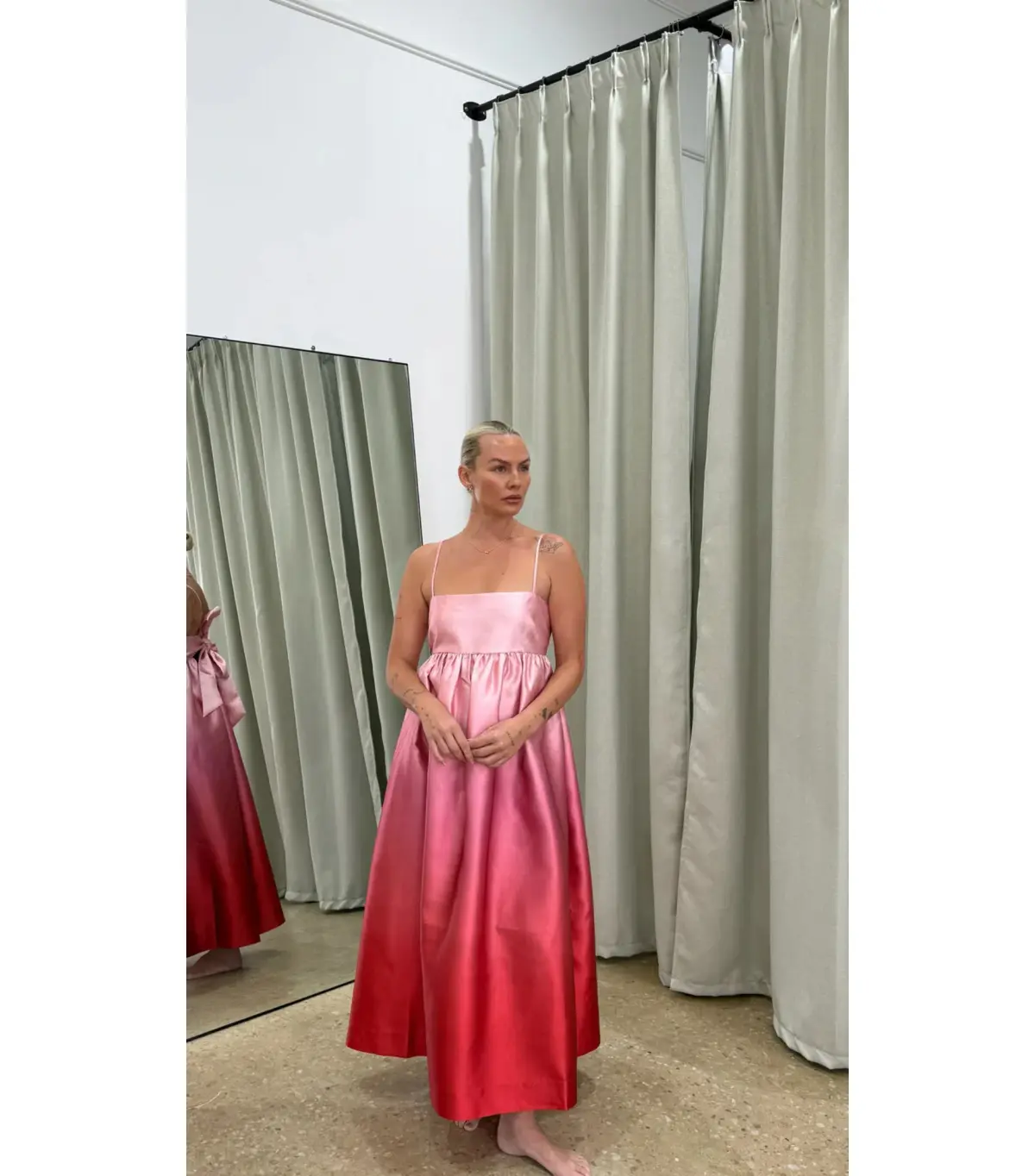 Alemais Inez Ombre Midi Dress Pink Size AU 8 - Image 1