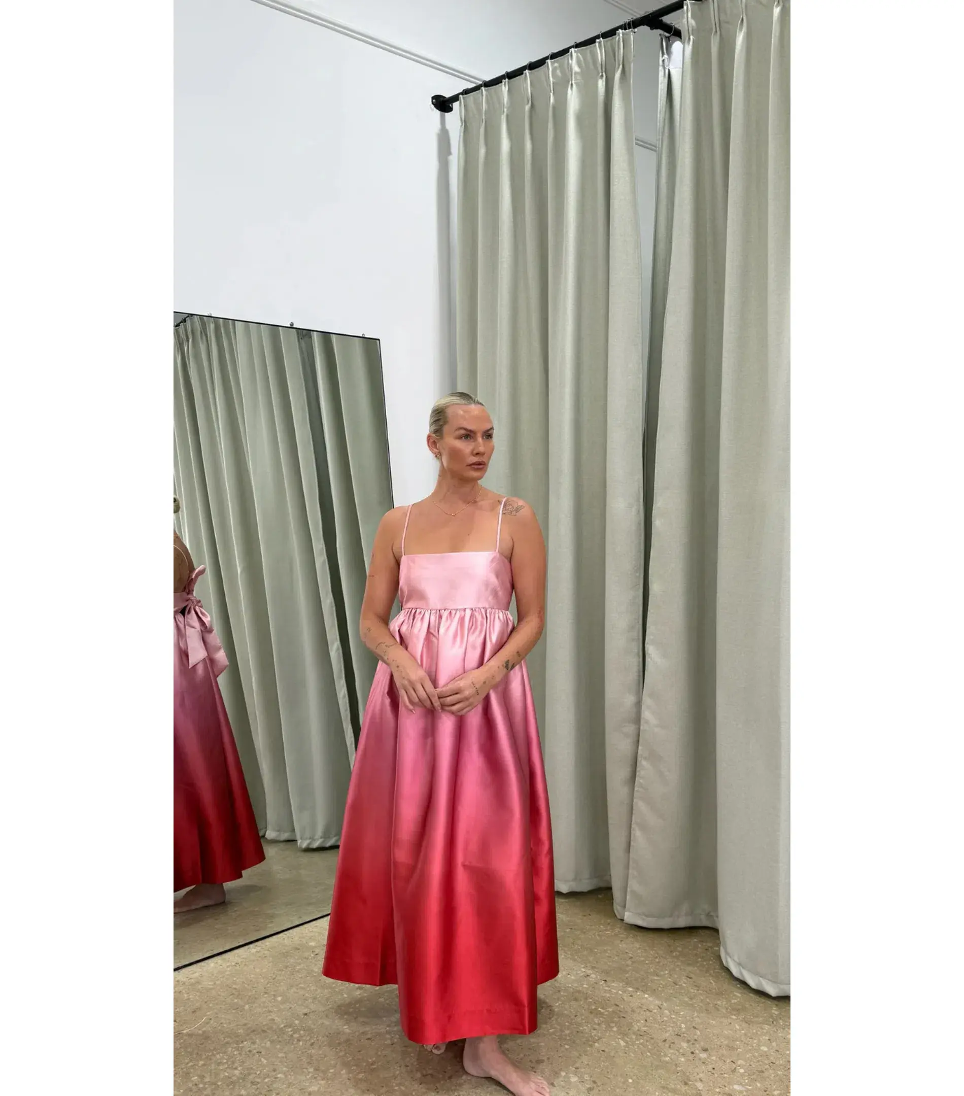 Alemais Inez Ombre Midi Dress Pink Size AU 8 - Image 1