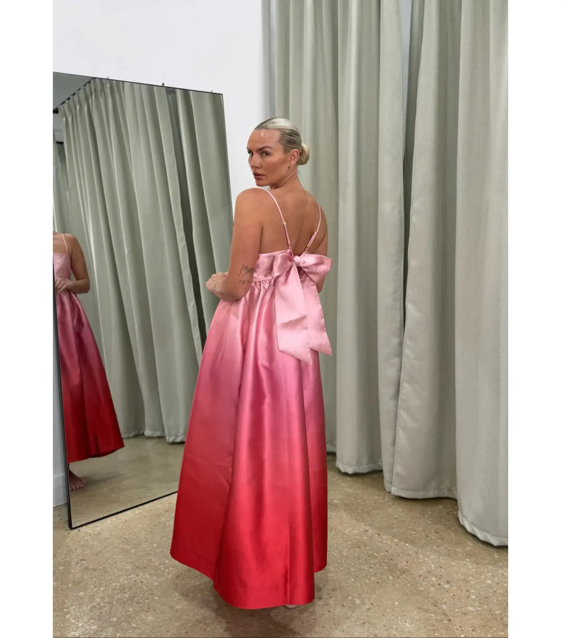 Alemais Inez Ombre Midi Dress Pink Size AU 8 - Image 3