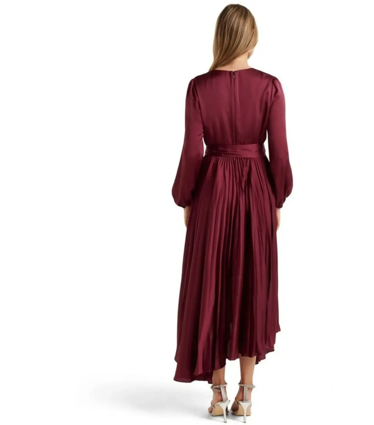 Forever New Ellery Pleated Wrap Midi Dress in Blackcurrant Size AU 6 - Image 2