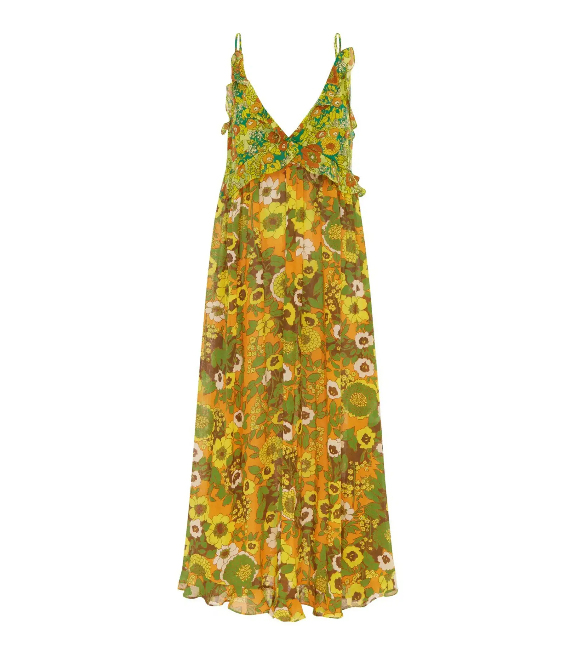 Alemais Jeff Spliced Frill Midi Dress Floral Size AU 8 - Image 3