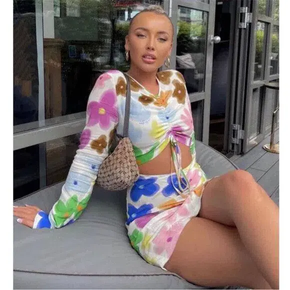 With Jean Hermana Dress Viola Tricolour Size 6   for rent on The Volte - main image