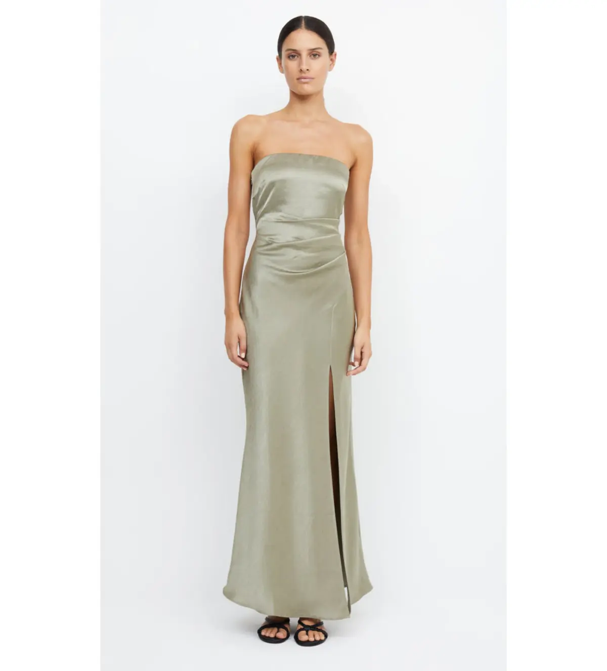 Bec + Bridge Satin Green Sage Maxi Dress Size 8 - Image 1