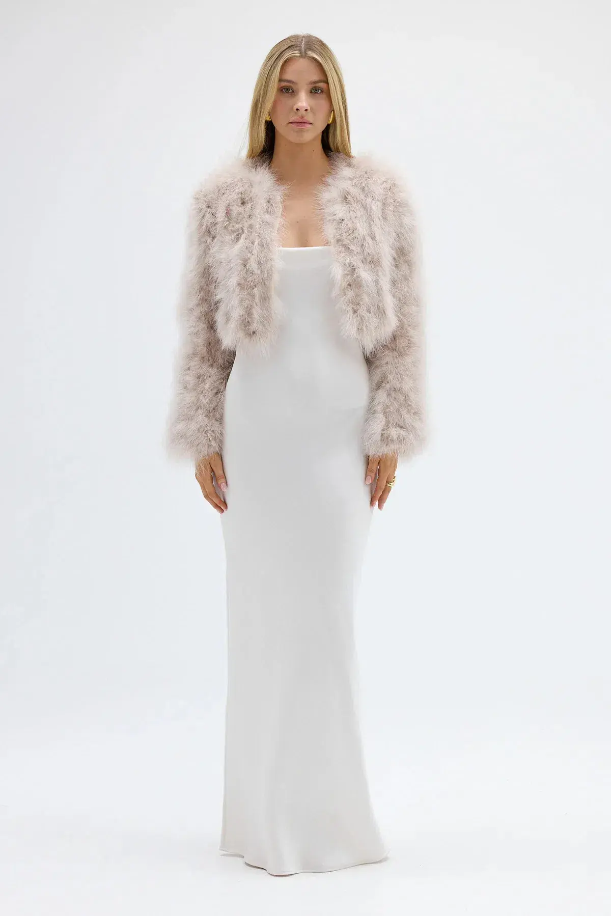 Bubish Luxe Manhattan Crop Feather Blush Jacket Size 10 - Image 1