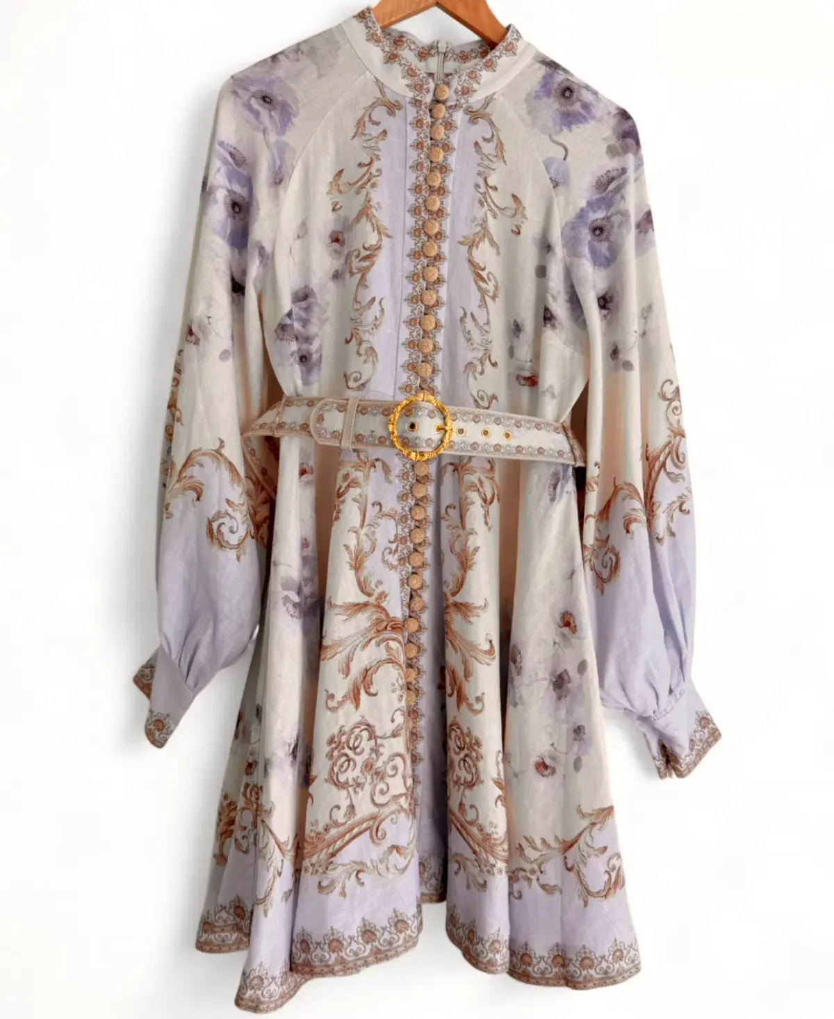 Zimmermann Hypnotic Buttoned Mini Dress in Blue Floral Size AU 14 - Image 3