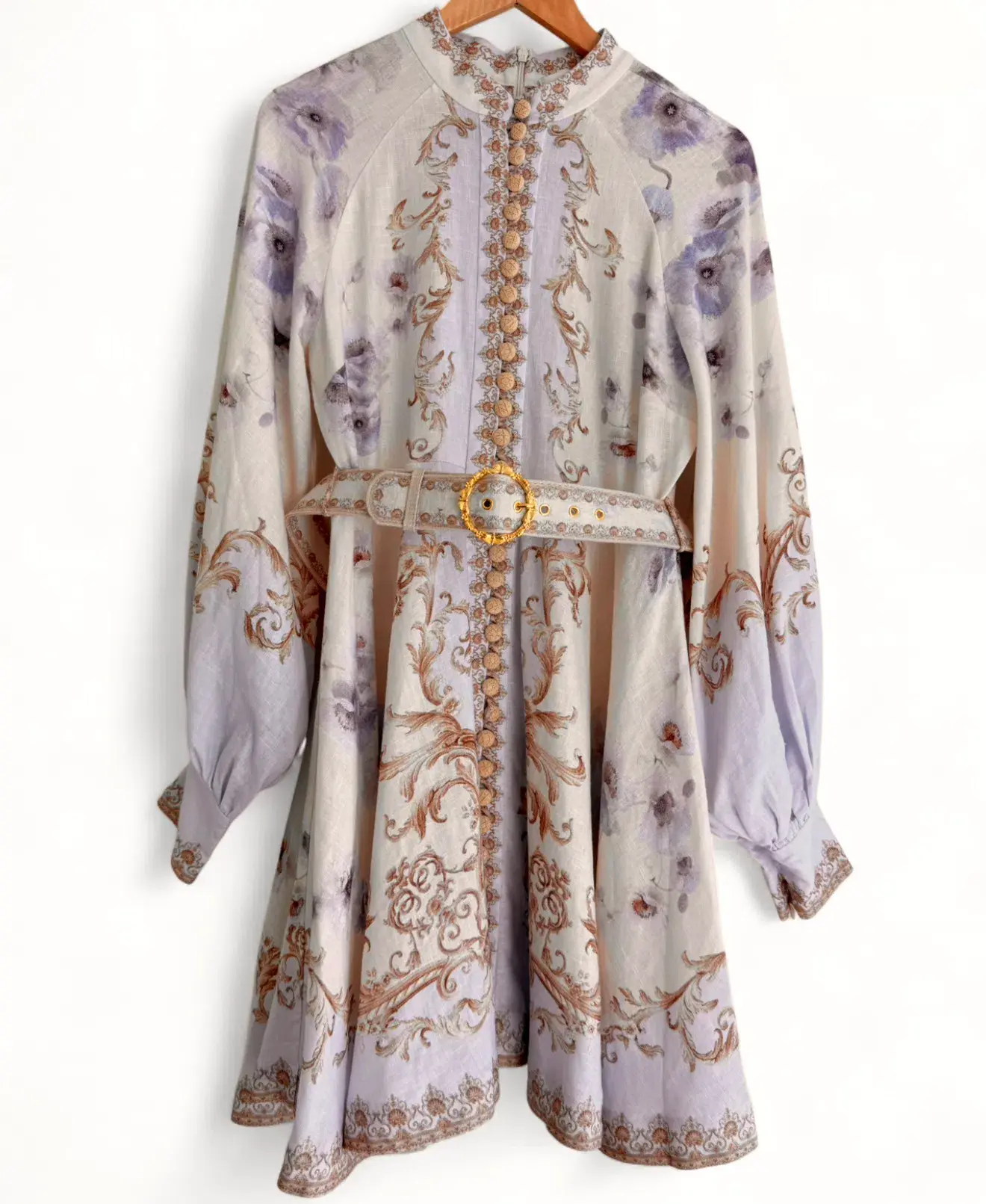 Zimmermann Hypnotic Buttoned Mini Dress in Blue Floral Size AU 14 - Image 3