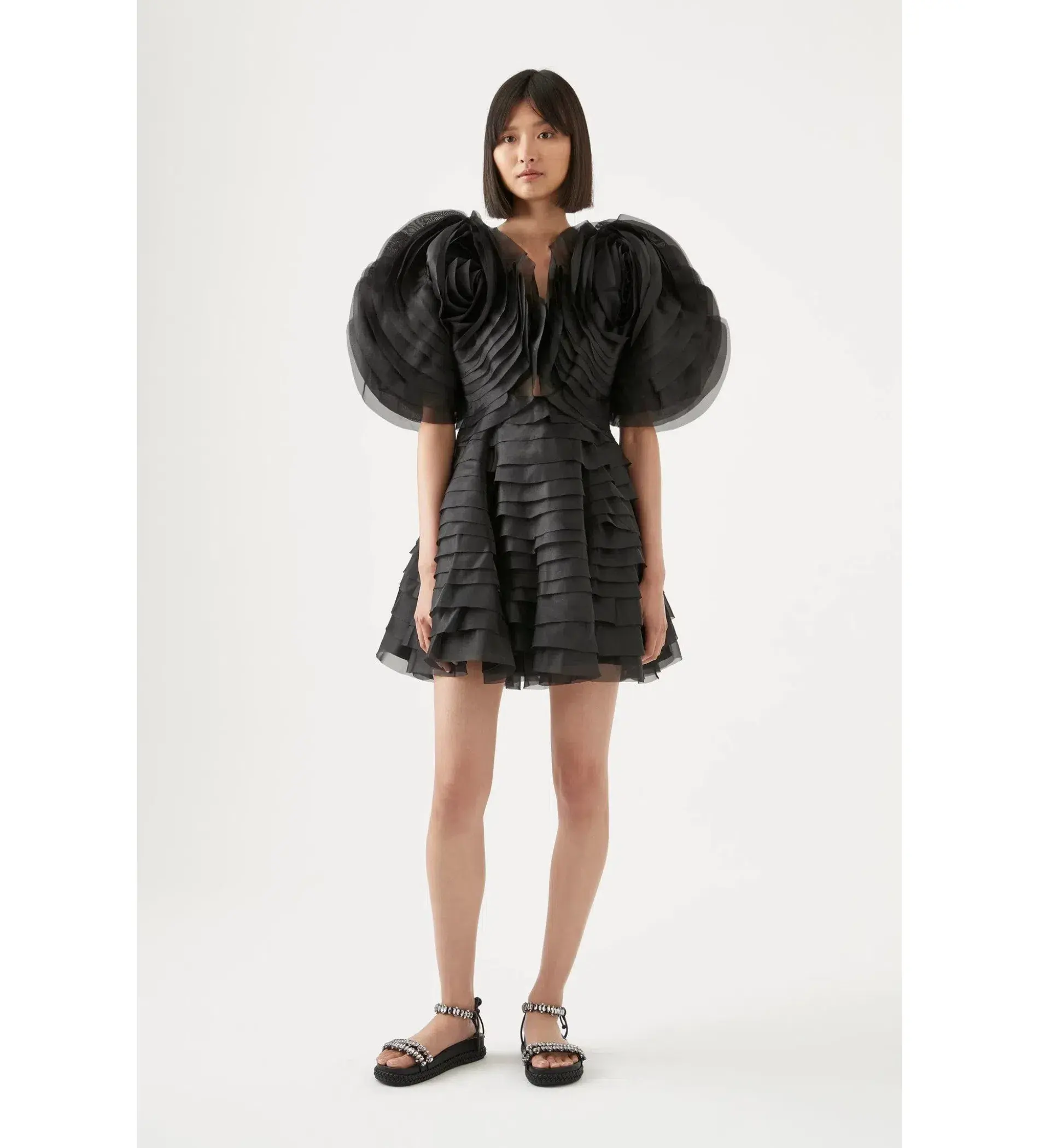 Aje Amour Ruffle Mini Dress Black Size AU 8 - Image 1