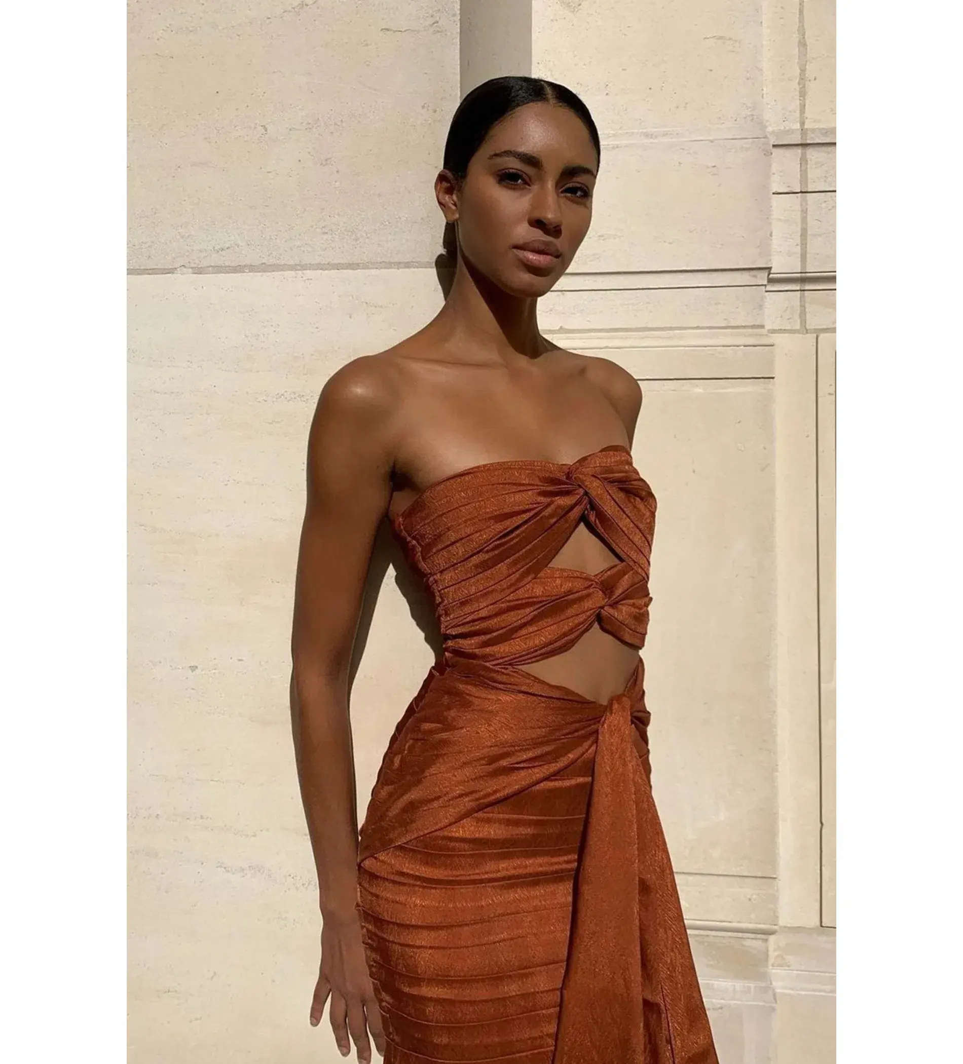 Alamour Lulia Mini Dress Rust Size S AU 8 - Image 3