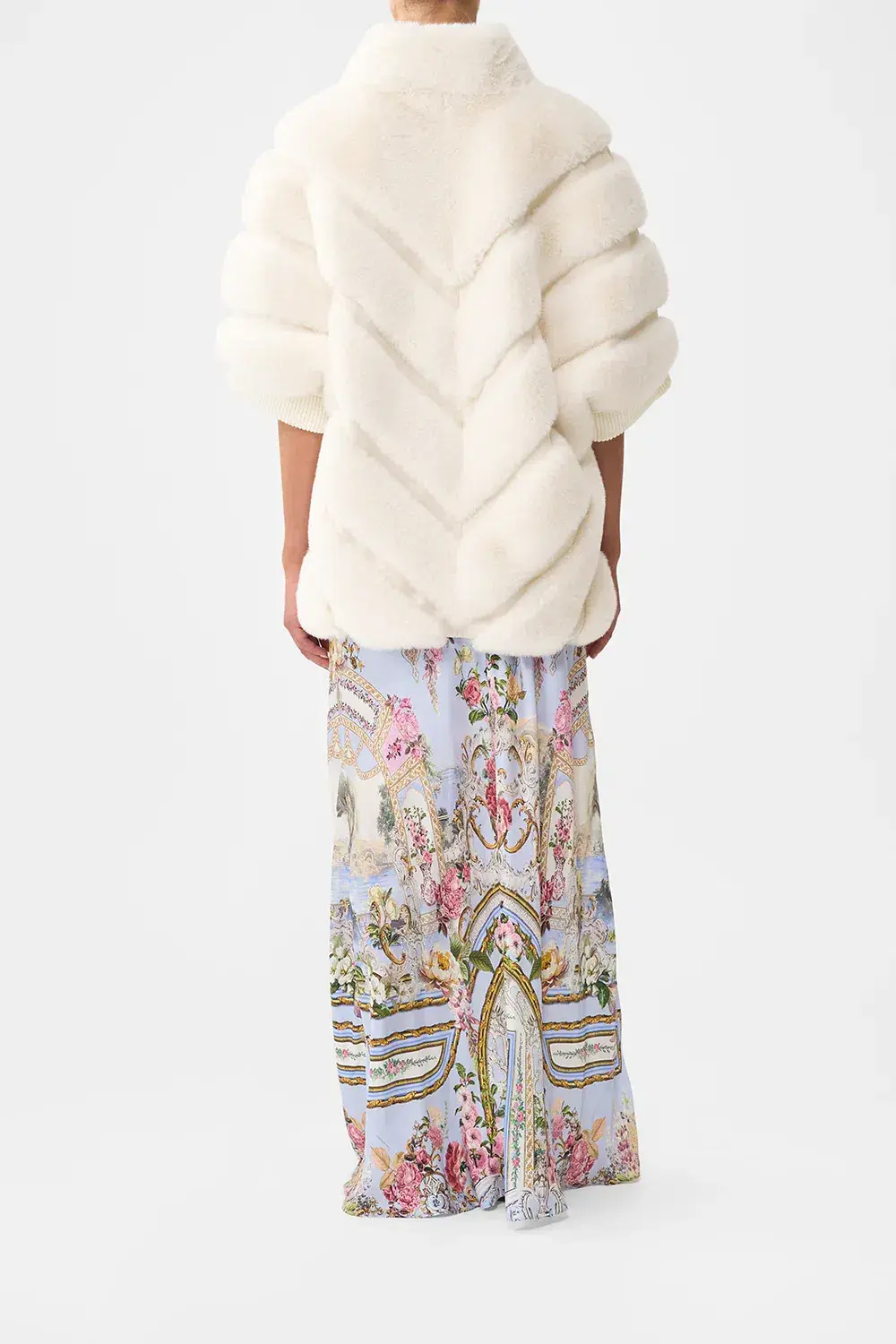 Camilla Tiled Time Faux Fur Short Sleeve Slouch Jacket White (M/L-AU12/14) - Image 2