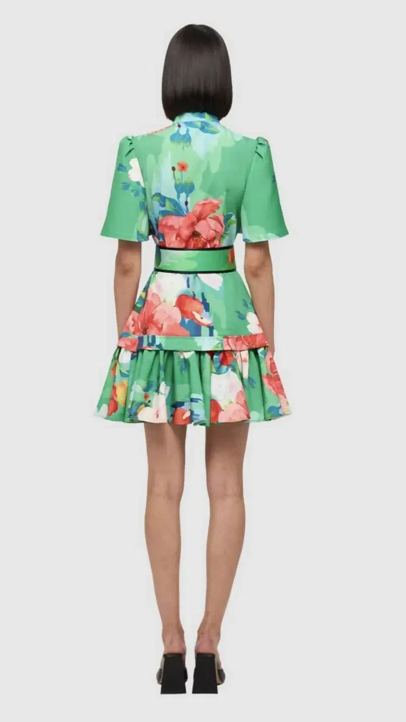 Leo Lin Florescence Shirt Mini Dress Lily Pad Green Size AU 12 - Image 2