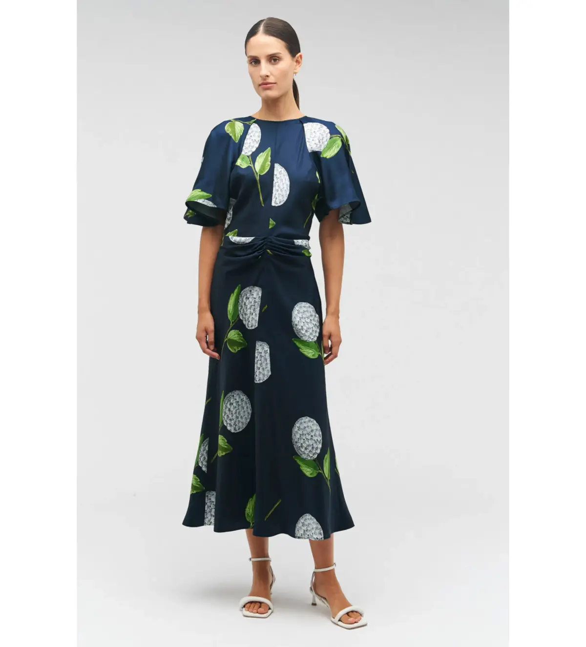 Oroton Snowdrop Print Midi Dress North Sea Size 14 - Image 2