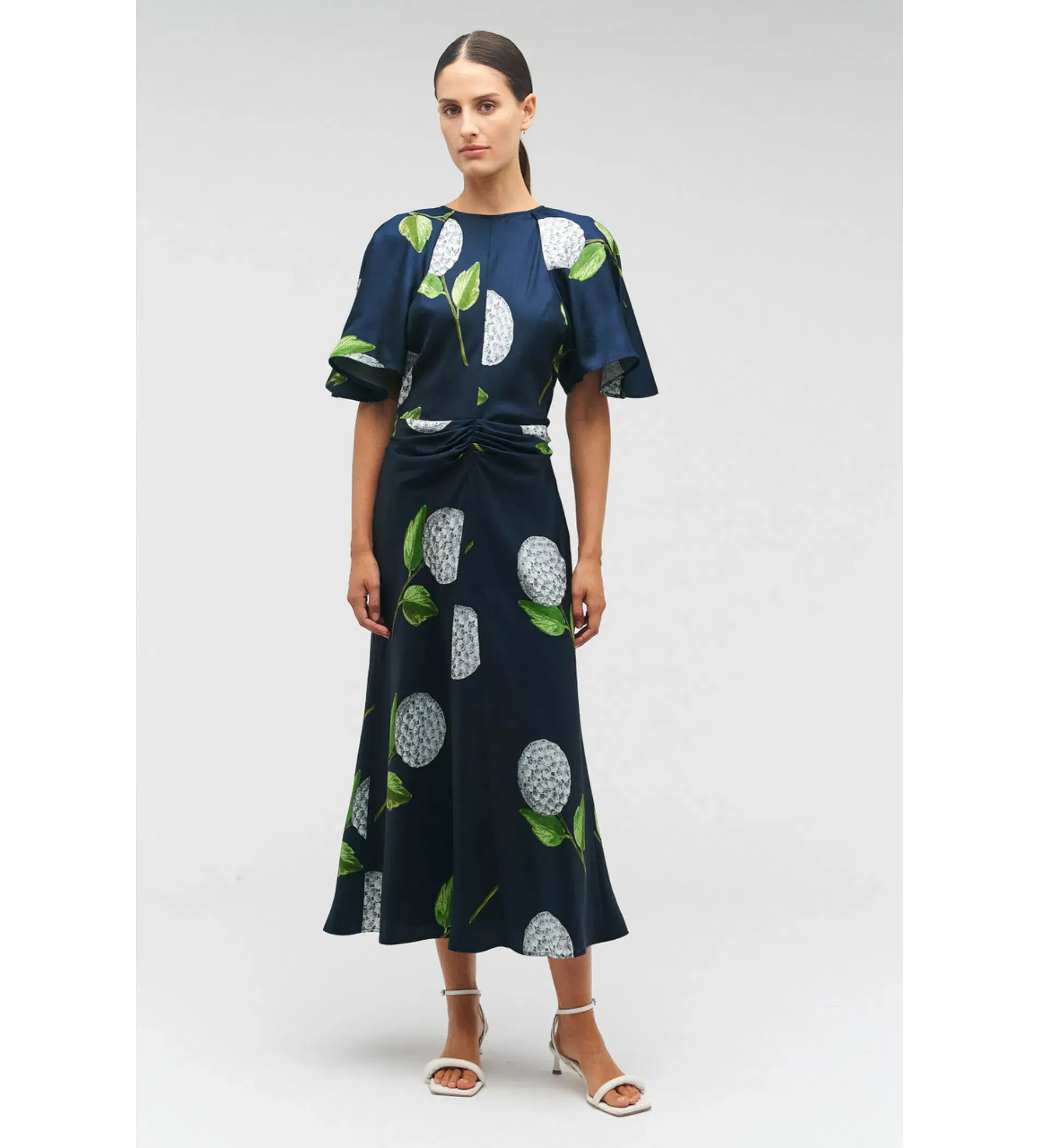 Oroton Snowdrop Print Midi Dress North Sea Size 14 - Image 2