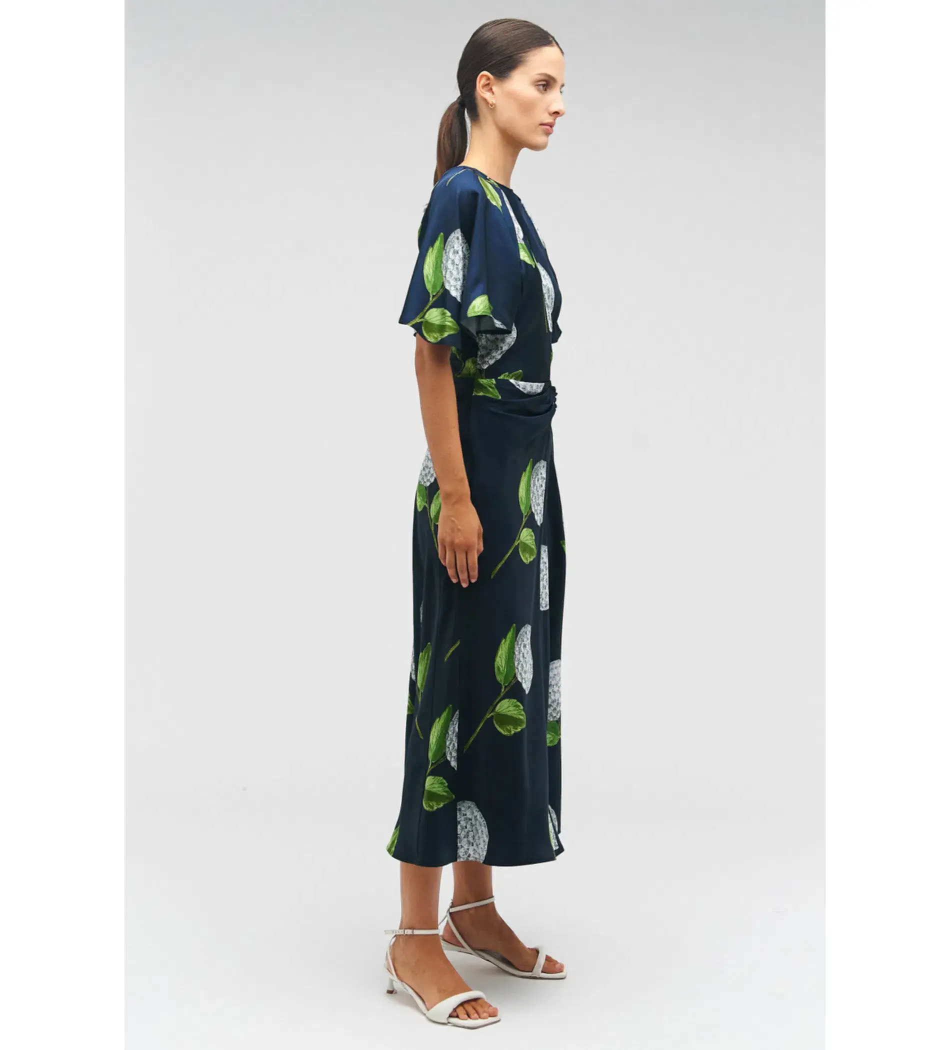 Oroton Snowdrop Print Midi Dress North Sea Size 14 - Image 3
